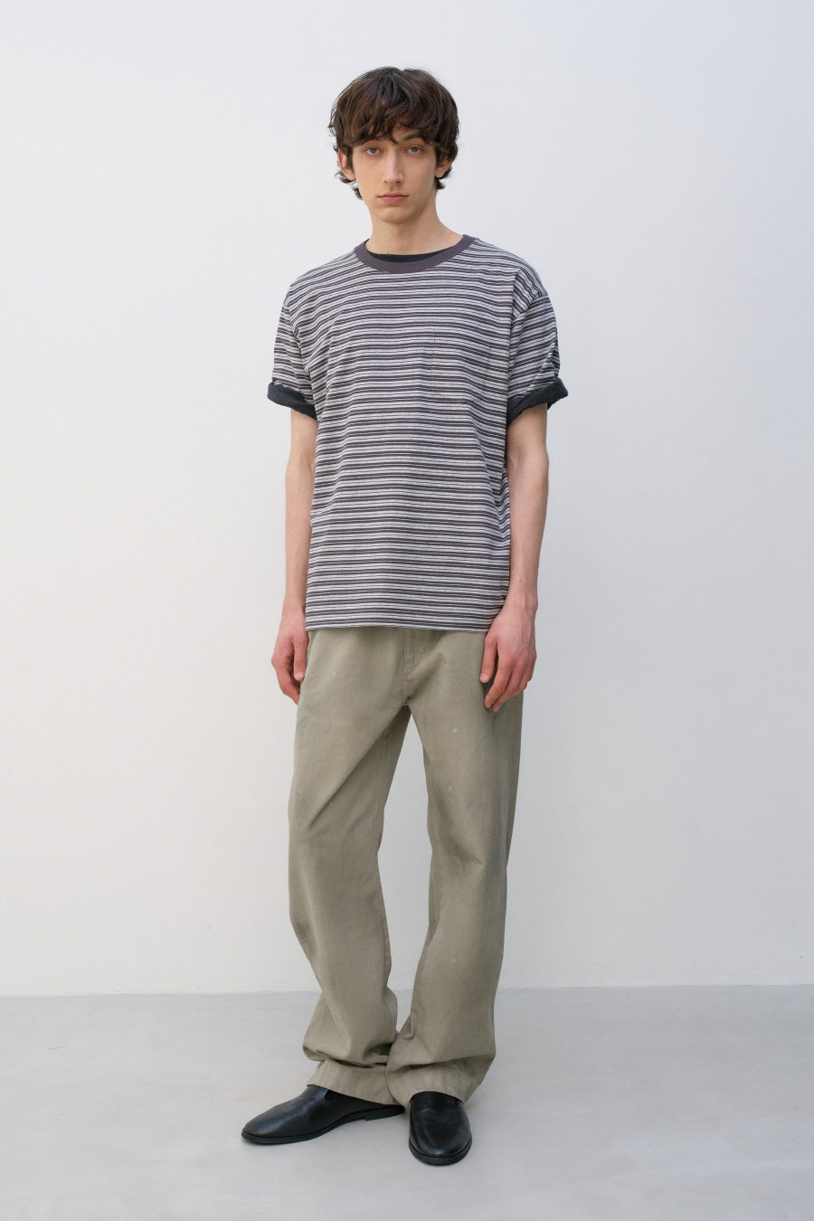 Insilence - Striped Pocket T-shirt (Melange Grey) product image 6 | TRAB K-Fashion Australia