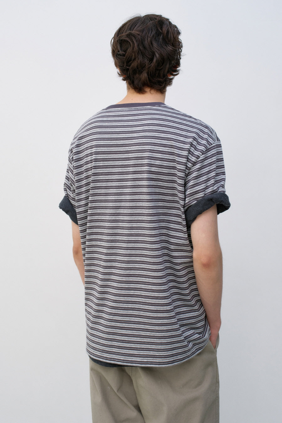 Insilence - Striped Pocket T-shirt (Melange Grey) product image 5 | TRAB K-Fashion Australia