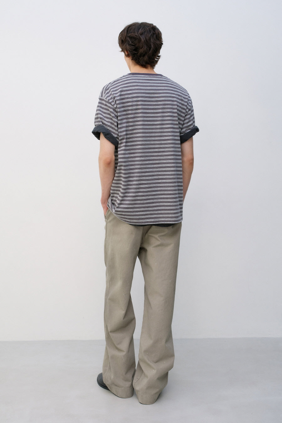 Insilence - Striped Pocket T-shirt (Melange Grey) product image 4 | TRAB K-Fashion Australia