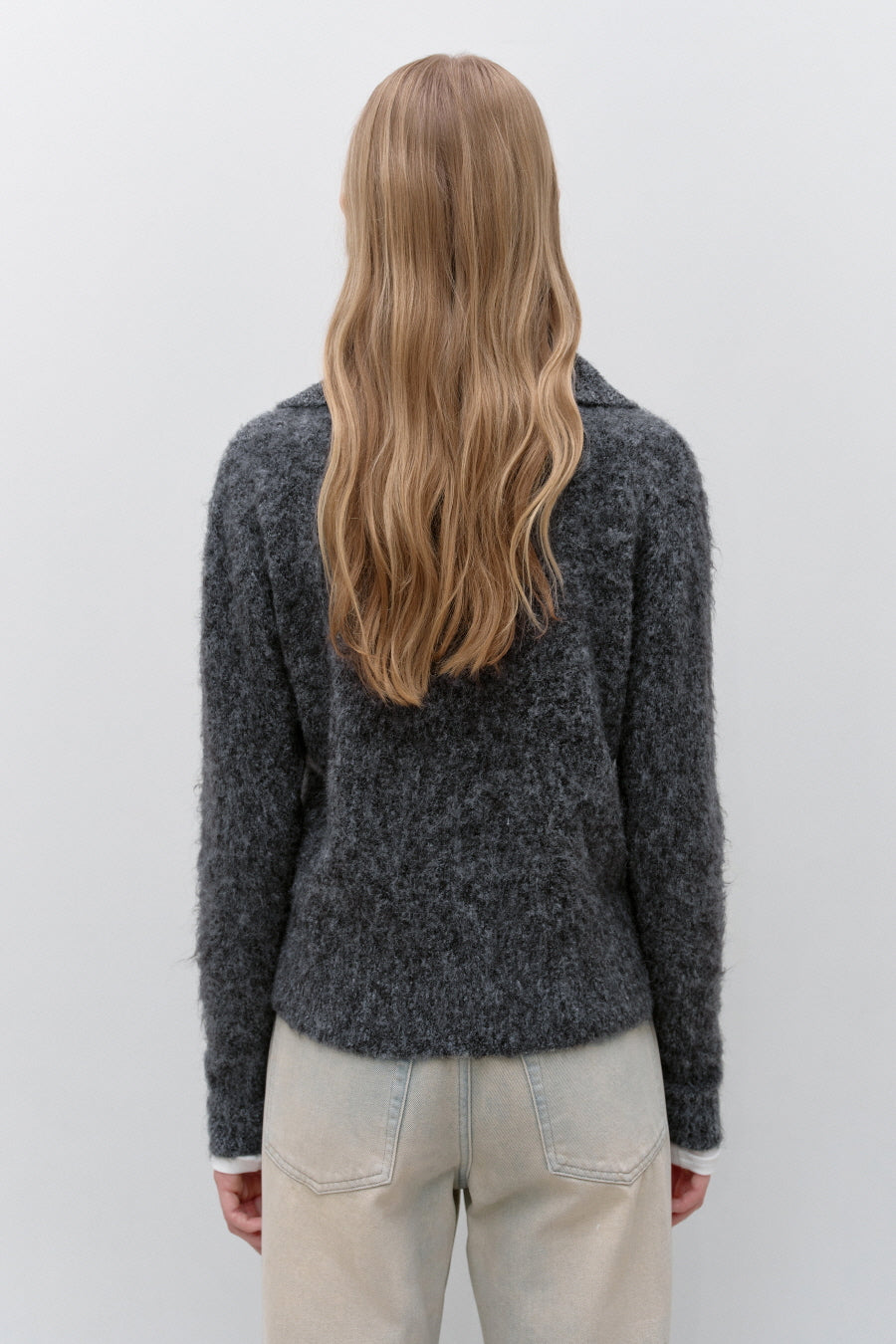 Insilence - Hairy Spread Collar Cardigan (Charcoal) product image 4 | TRAB K-Fashion Australia