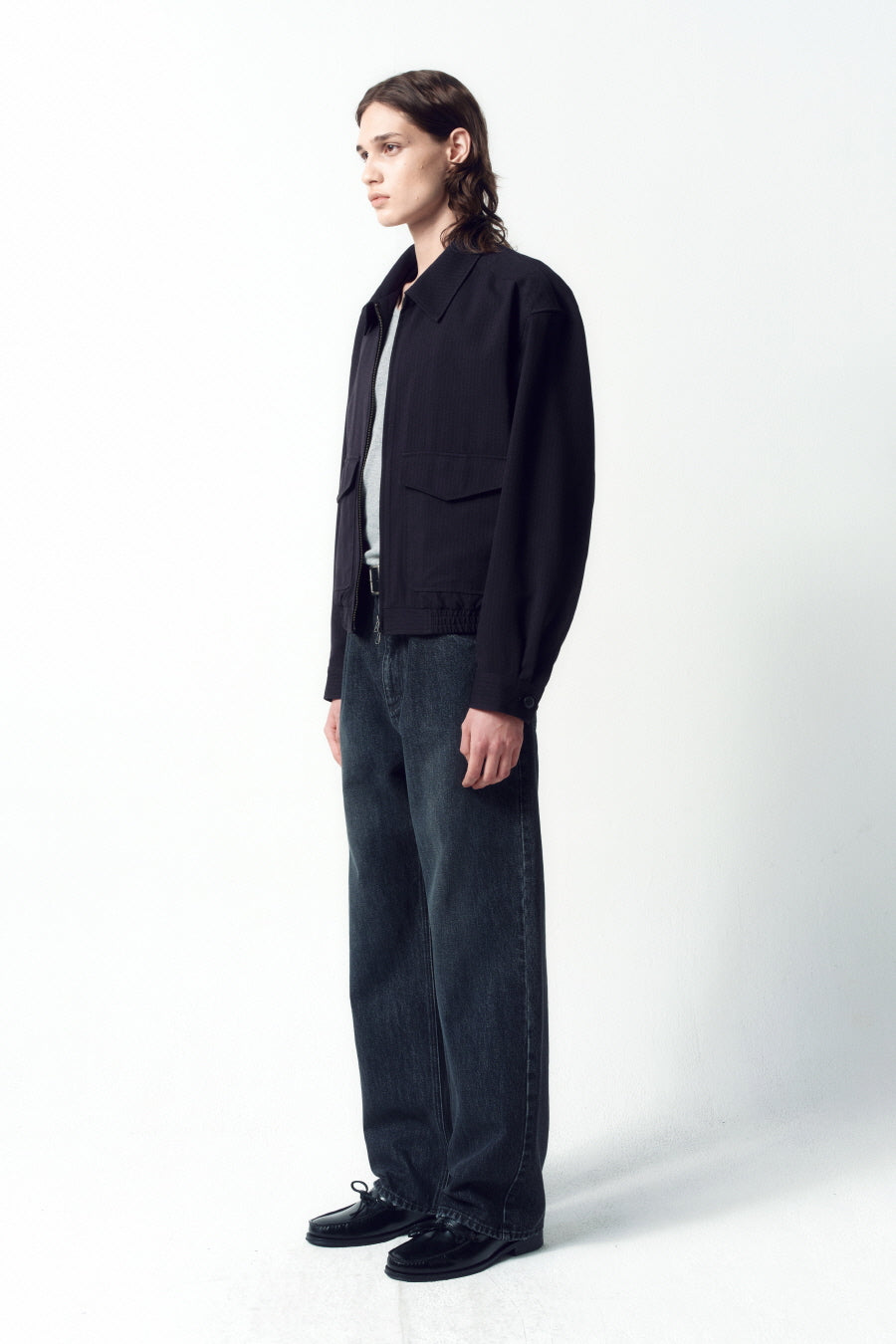 Insilence - Semi-Wide Denim Pants (Dark Grey) product image 2 | TRAB K-Fashion Australia