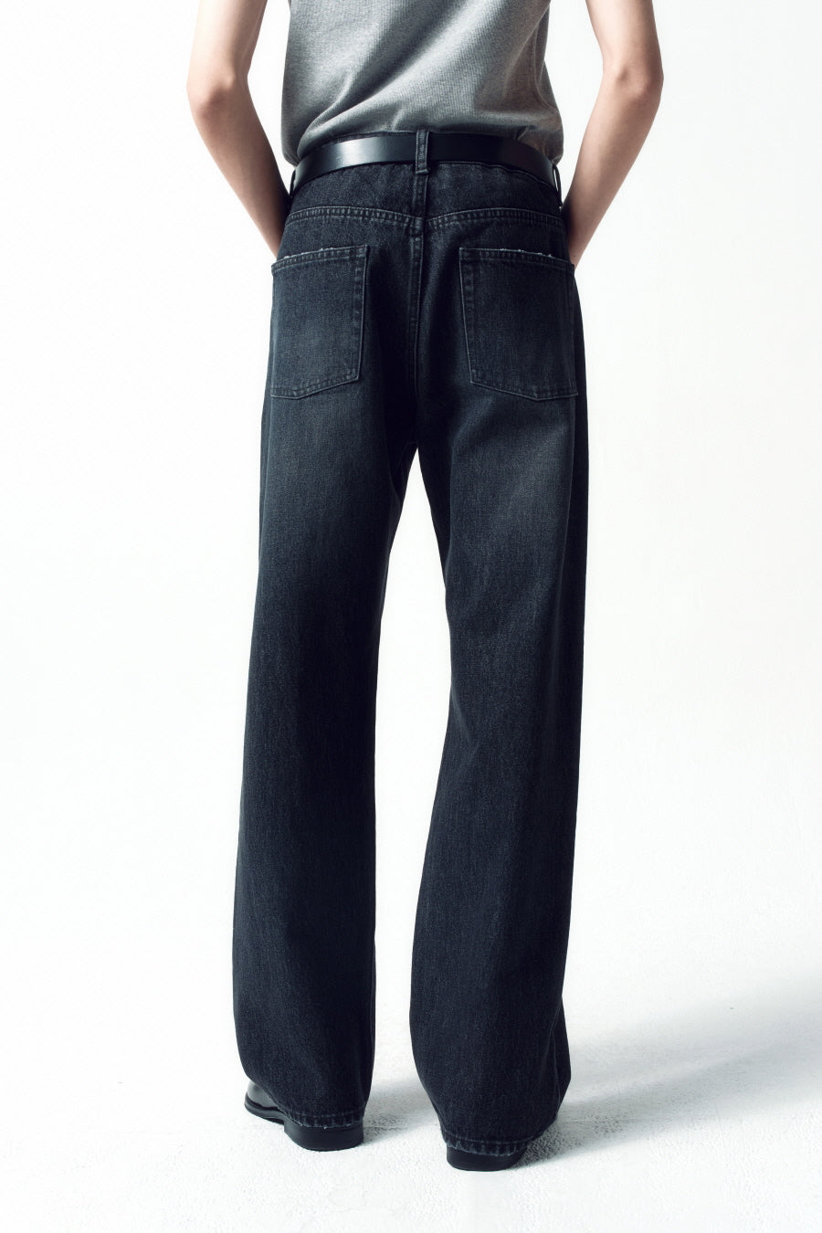 Insilence - Semi-Wide Denim Pants (Dark Grey) product image 6 | TRAB K-Fashion Australia
