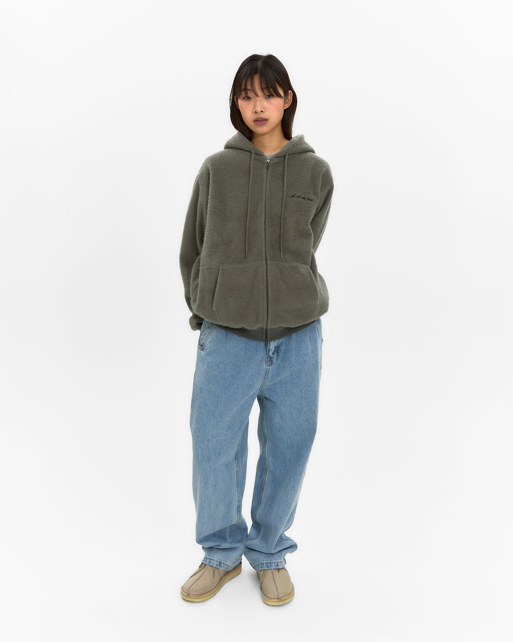 yeseyesee - Y.E.S Brushed Zip Up Hoodie (Khaki) product image 7 | TRAB K-Fashion Australia