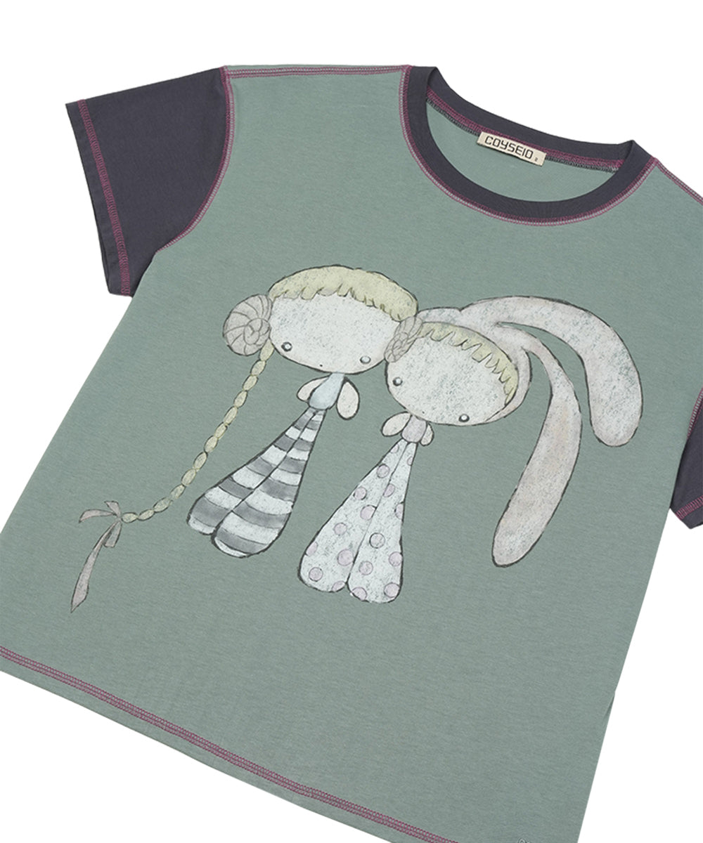 Coyseio - Color Block Graphic T-Shirt (Green) product image 10 | TRAB K-Fashion Australia