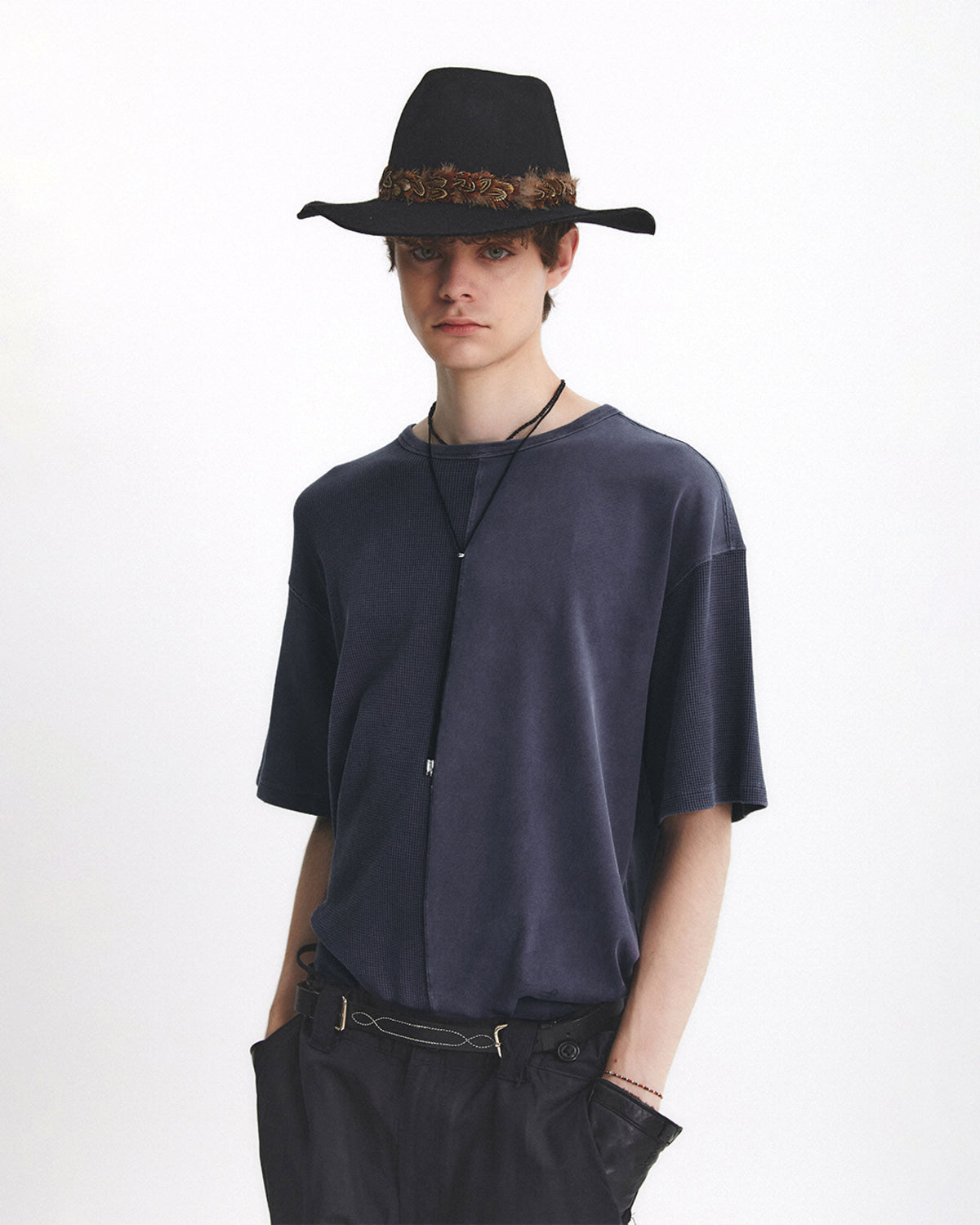 Eastlogue - Multi-fabric Loose Fit T-shirt (Purple) product image 3 | TRAB K-Fashion Australia