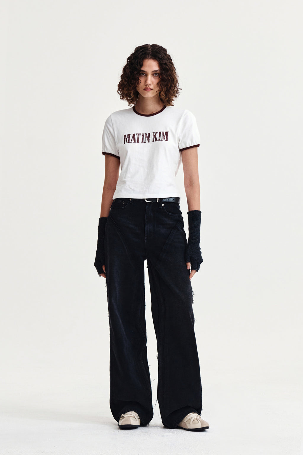 Matin Kim - Stud Logo Ringer Top (White) product image 9 | TRAB K-Fashion Australia