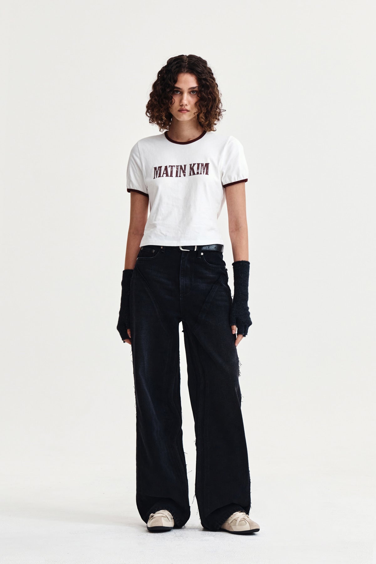 Matin Kim - Stud Logo Ringer Top (White) product image 9 | TRAB K-Fashion Australia