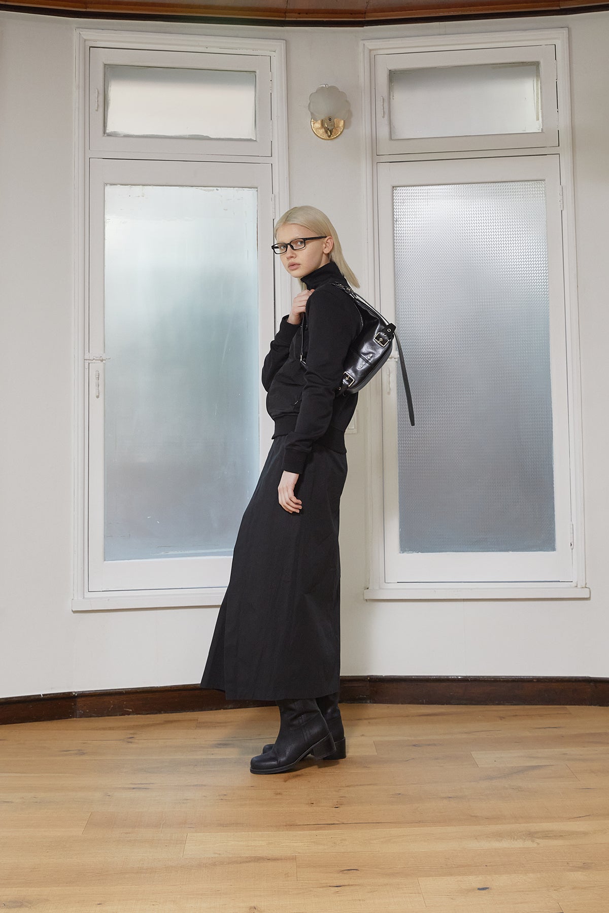 Matin Kim - High Neck Windbreaker Zip Up (Black) product image 8 | TRAB K-Fashion Australia