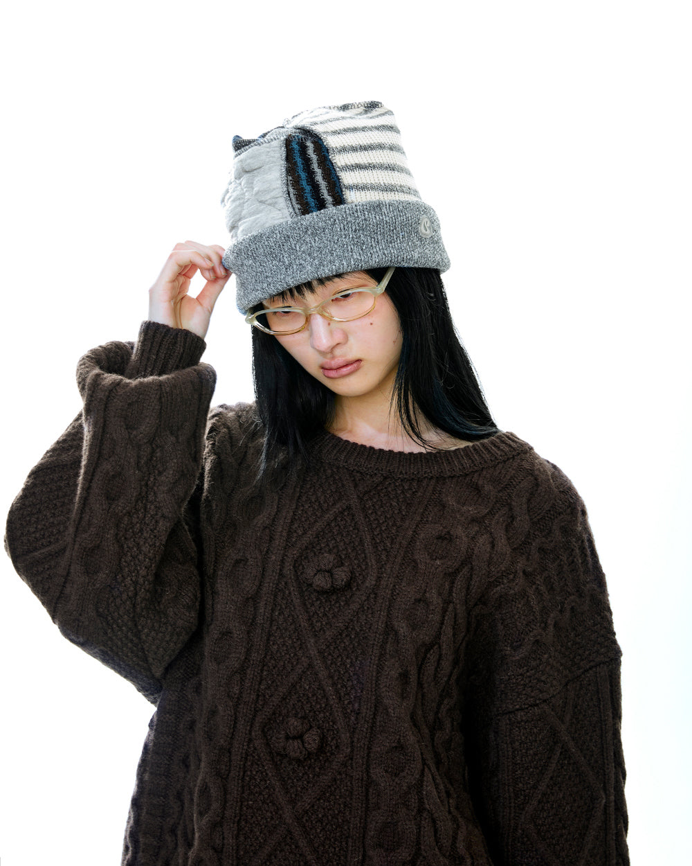 Coyseio - Patchwork Beanie (Grey) product image 7 | TRAB K-Fashion Australia