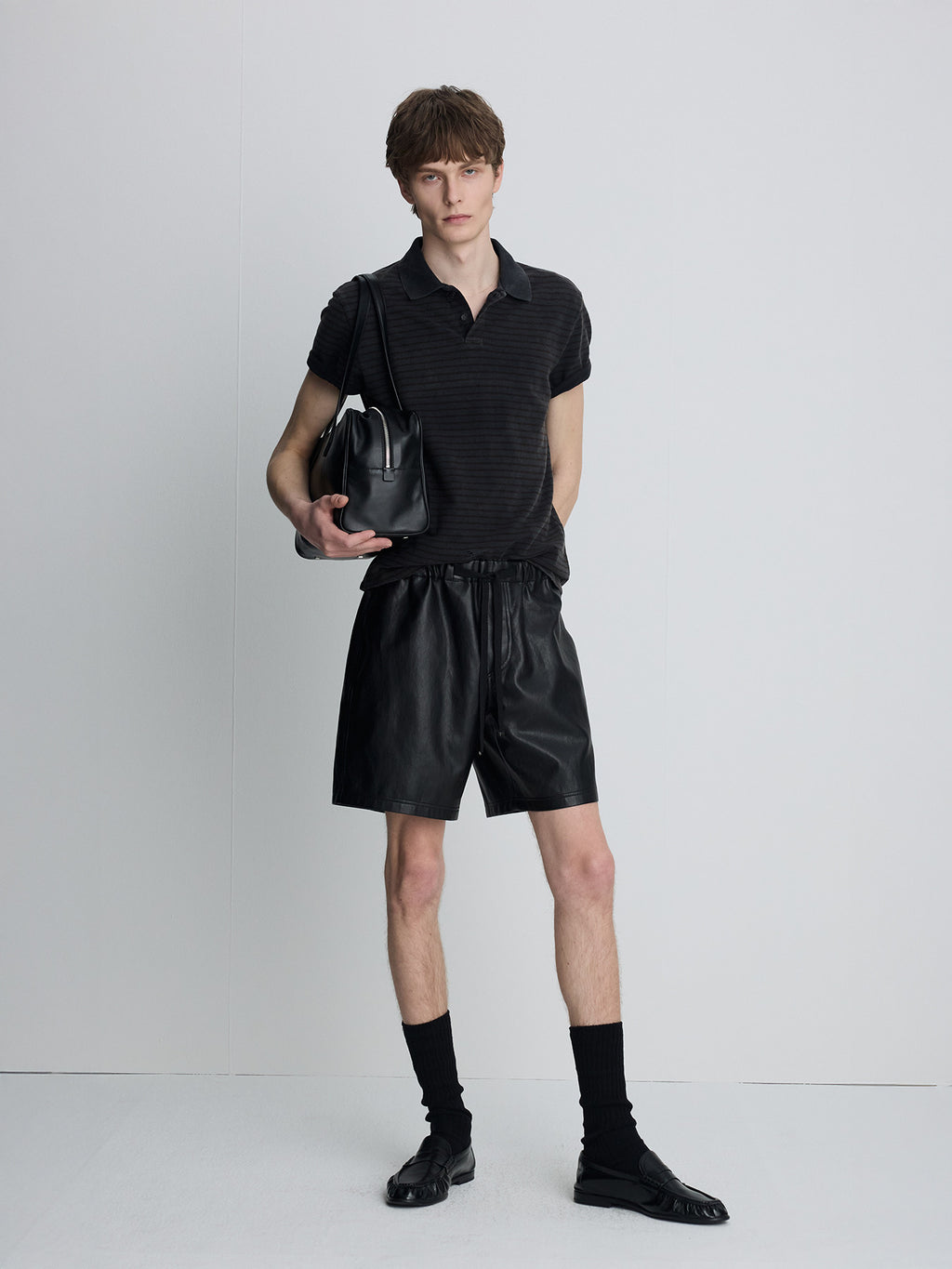 Tonywack - Garment Dyed Stripe Piqué Polo (Faded Black) product image 3 | TRAB K-Fashion Australia