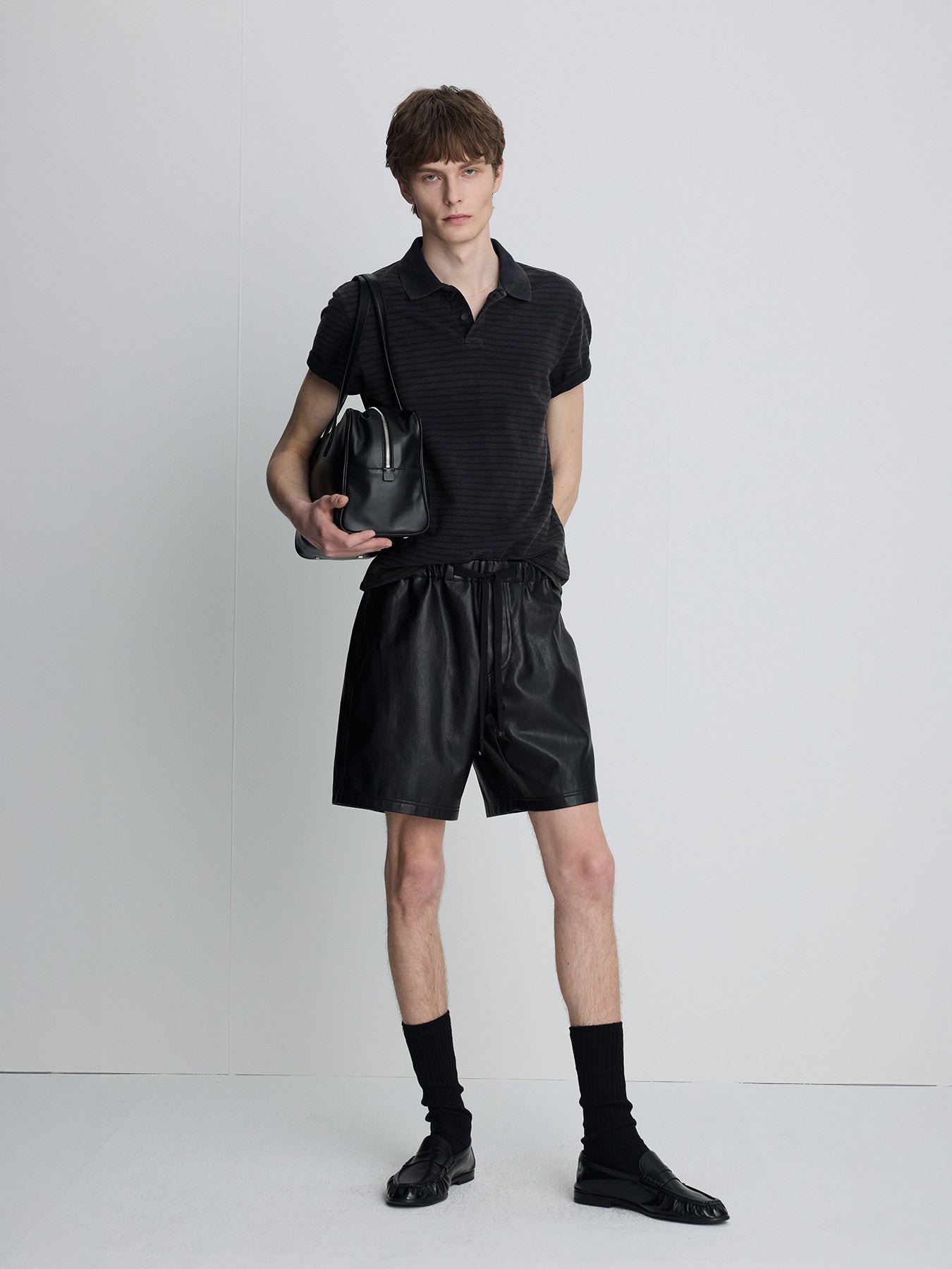 Tonywack - Garment Dyed Stripe Piqué Polo (Faded Black) product image 3 | TRAB K-Fashion Australia
