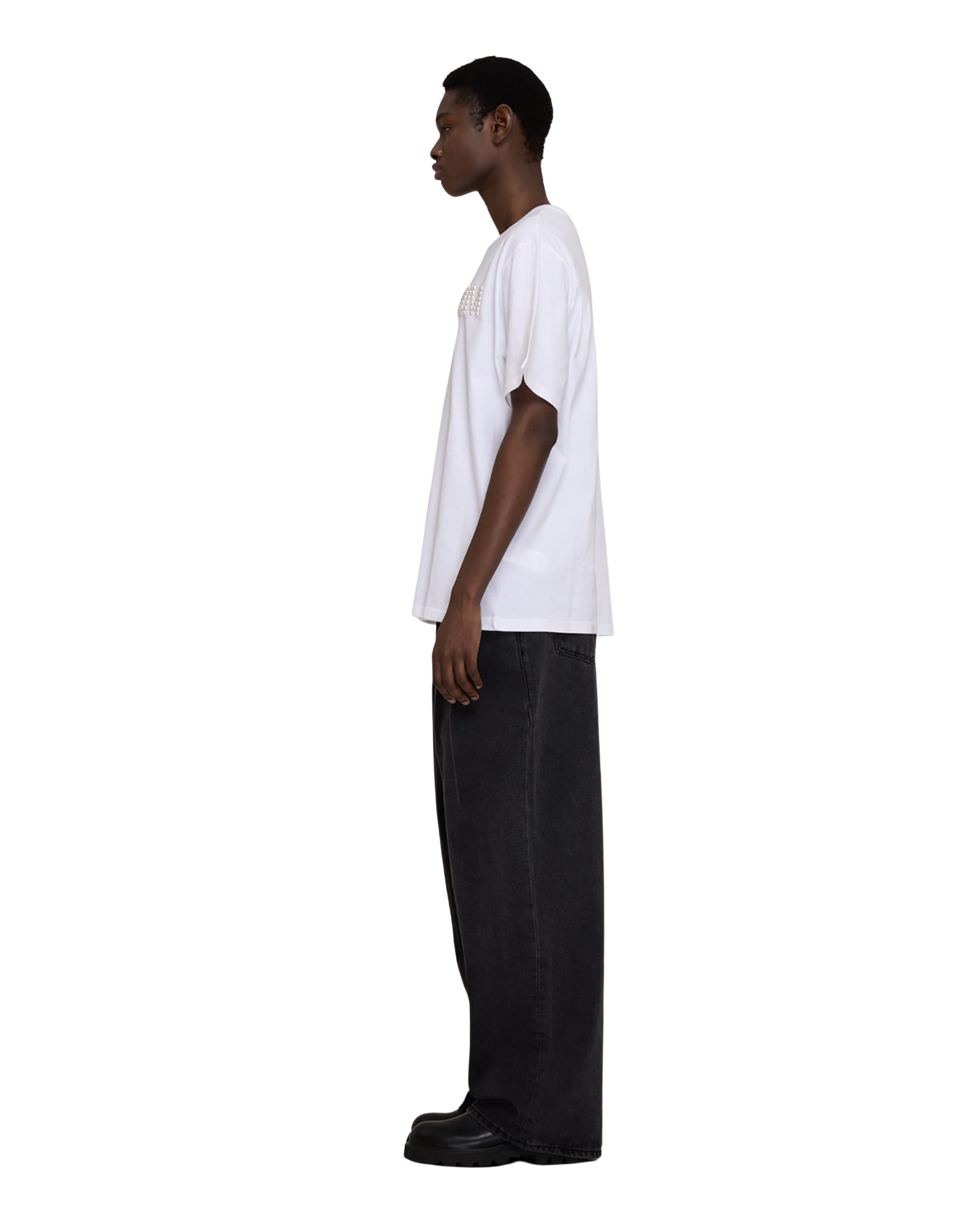 Kimhe Kim - Logo T-Shirt With Pearl Embellishment (White) product image 8 | TRAB K-Fashion Australia