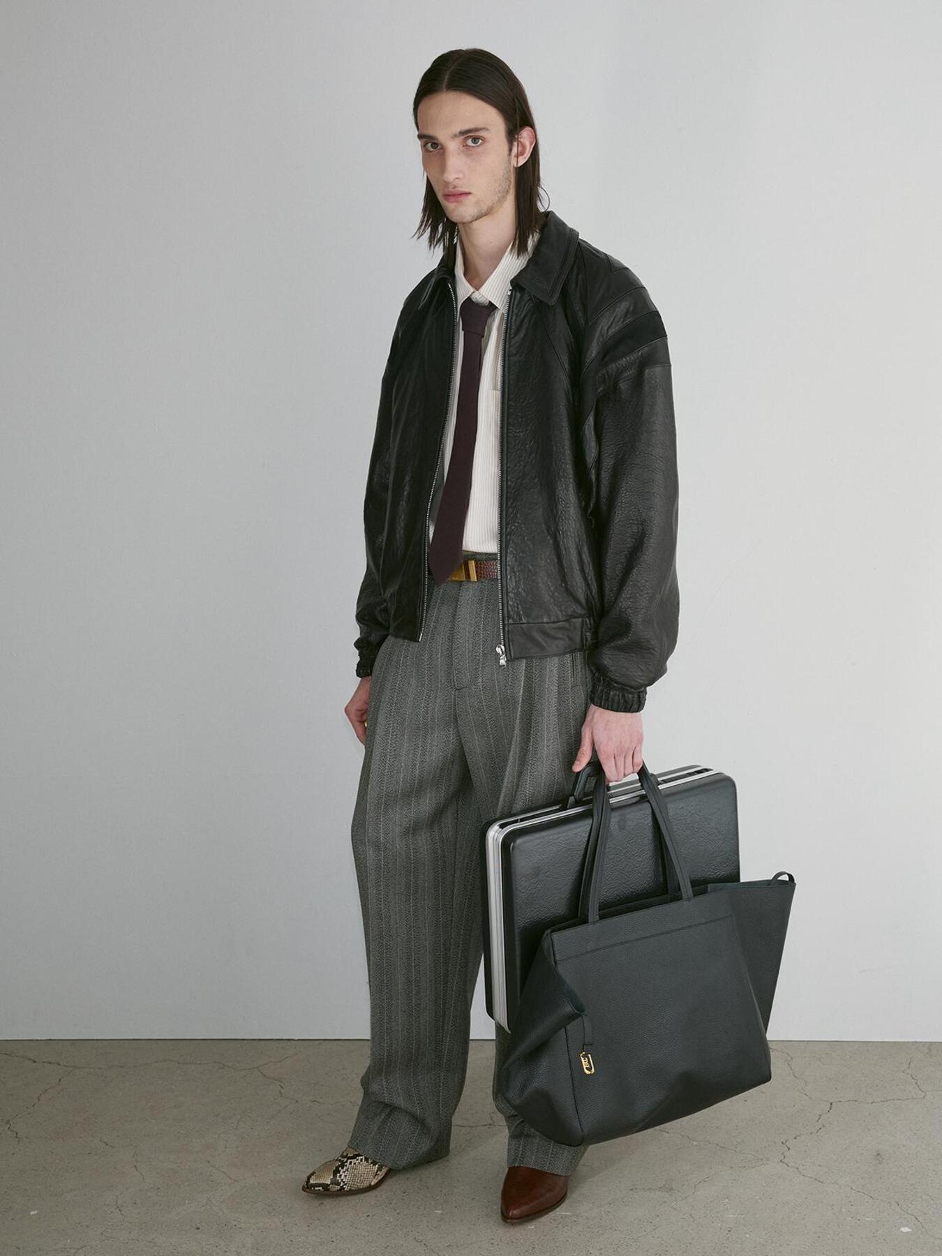 Recto - 70S Lucas Leather Bomber Jumper (Black) product image 5 | TRAB K-Fashion Australia