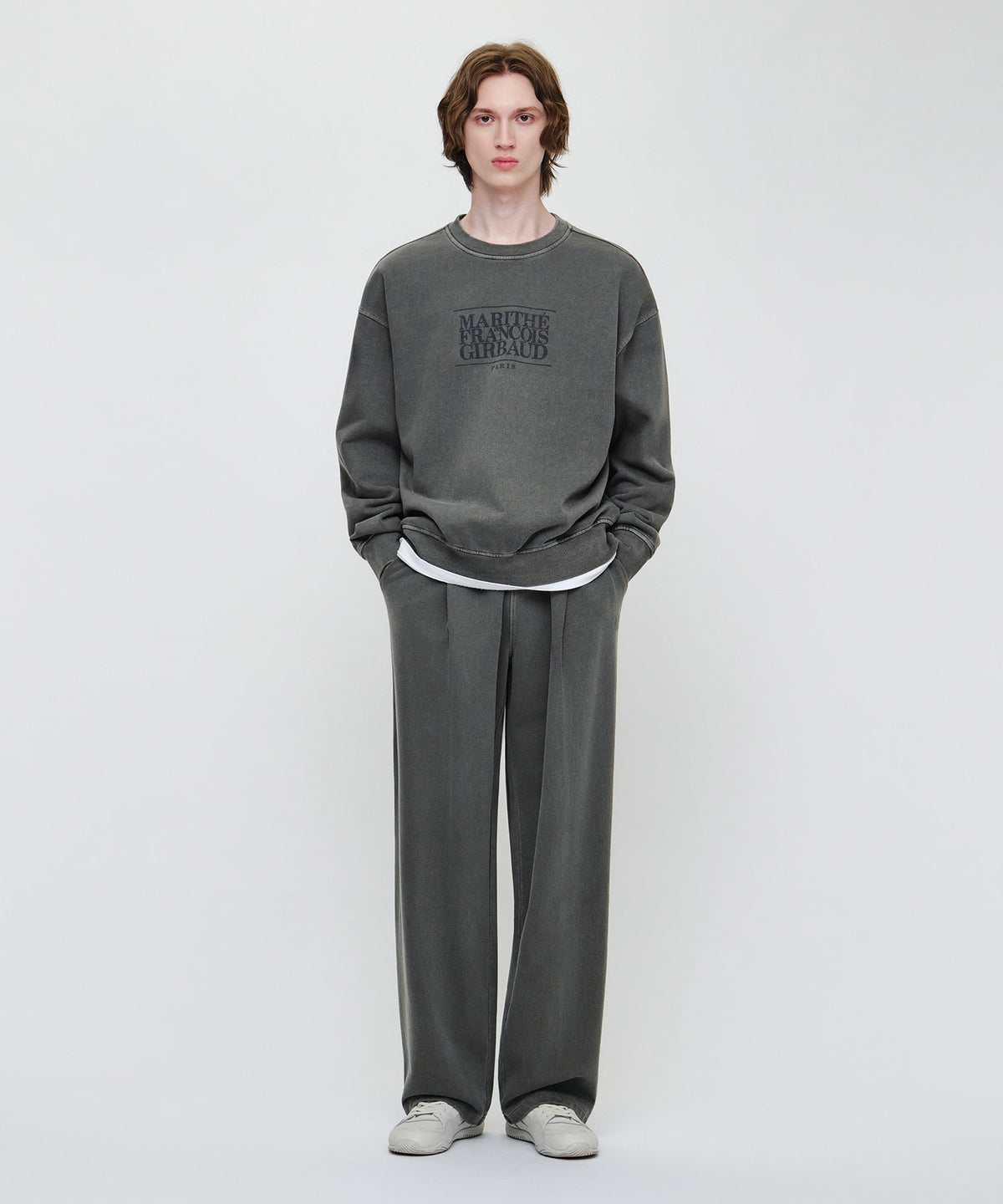 Marithe & Francois Girbaud - Crack Classic Logo Dyeing Oversized Sweatshirt (Charcoal) product image 4 | TRAB K-Fashion Australia