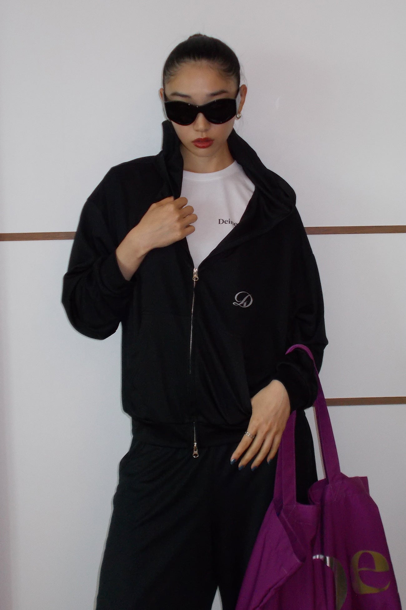 Deinet - Point Logo Shoulder Big Bag (Purple) product image 5 | TRAB K-Fashion Australia