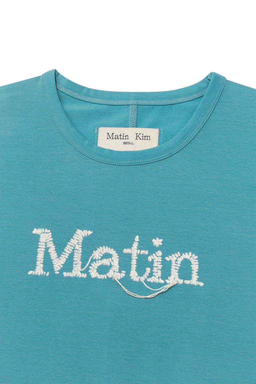 Matin Kim - Stitch Printing Detail Crop Top (Turquoise Blue) product image 3 | TRAB K-Fashion Australia