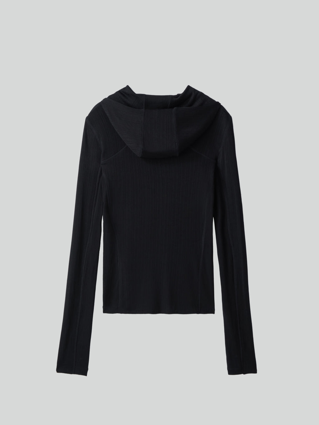 Recto - Sheer Jersey Fitted Zip Hoodie (Black) product image 7 | TRAB K-Fashion Australia