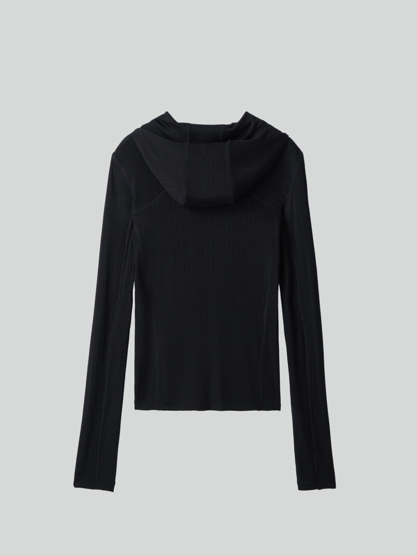 Recto - Sheer Jersey Fitted Zip Hoodie (Black) product image 7 | TRAB K-Fashion Australia