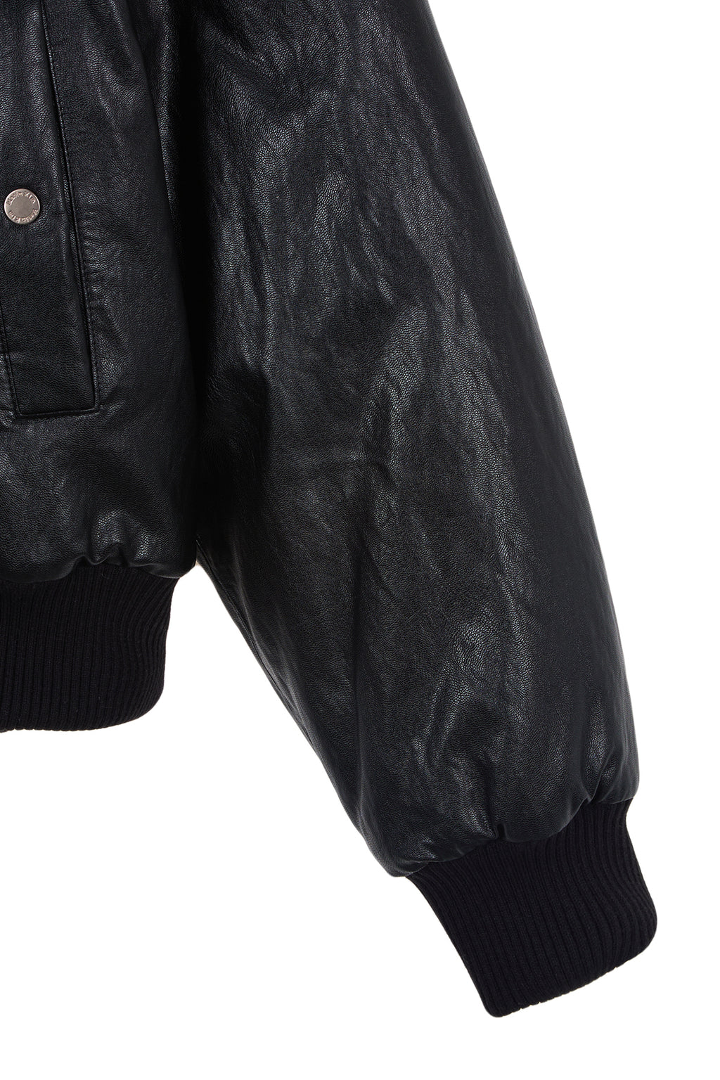 Matin Kim - Faux Leather Zip Up Hoody (Black) product image 5 | TRAB K-Fashion Australia