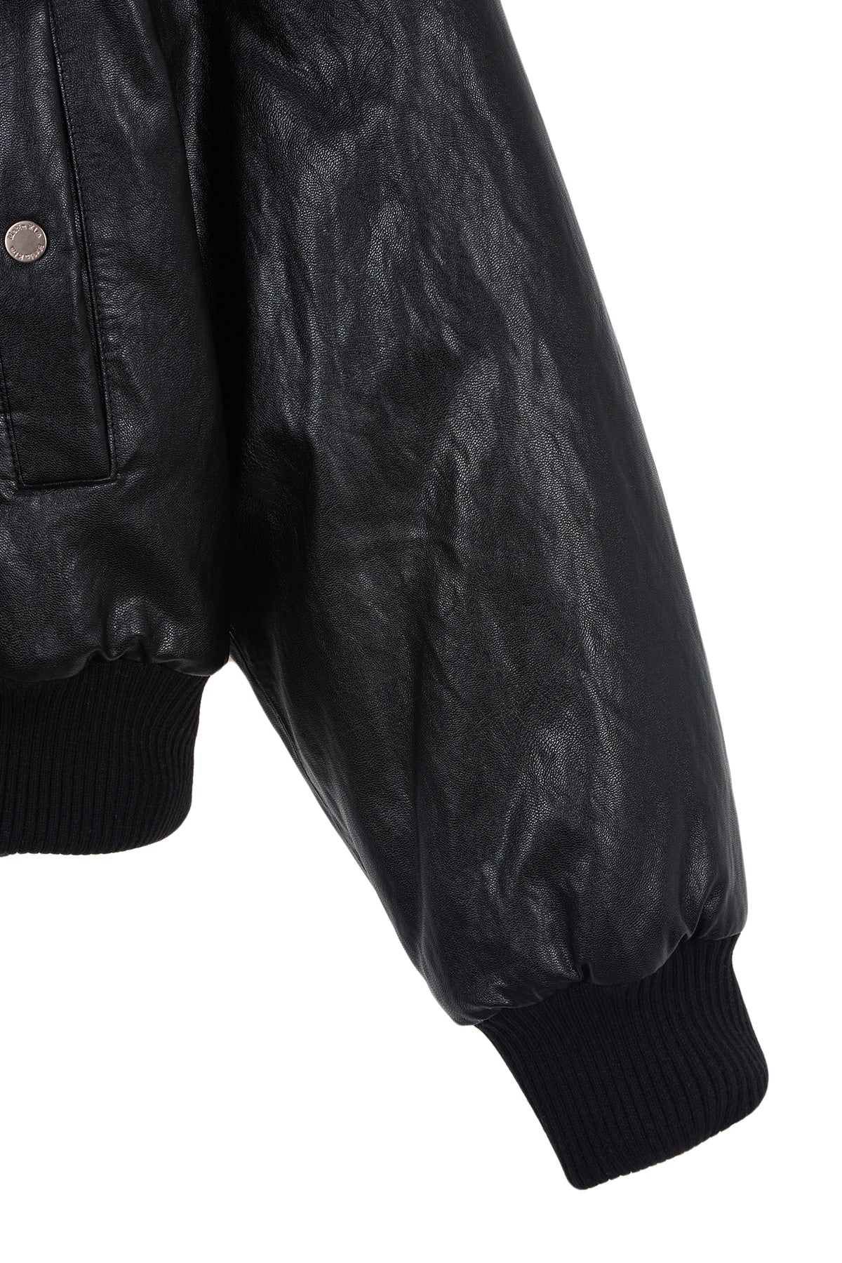 Matin Kim - Faux Leather Zip Up Hoody (Black) product image 5 | TRAB K-Fashion Australia