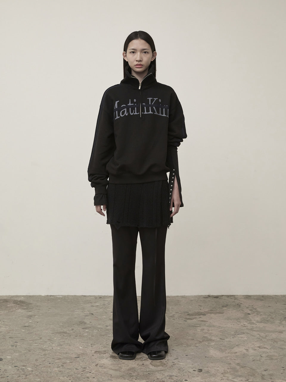Matin Kim - Cut Out Half Zip Sweatshirt (Black) product image 11 | TRAB K-Fashion Australia