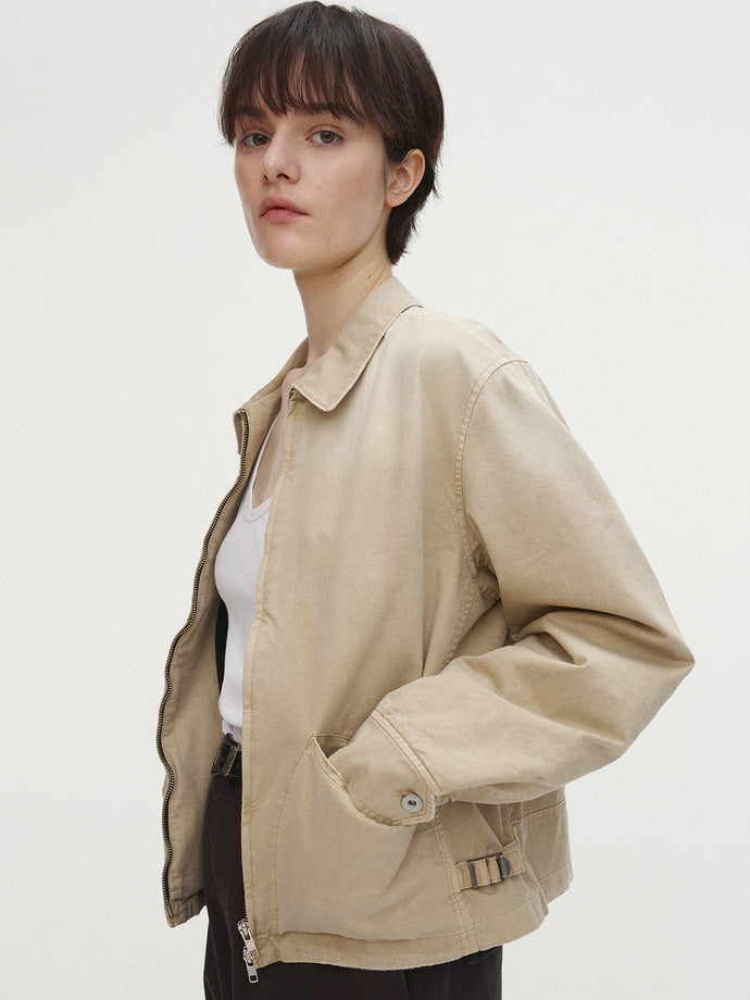 Tonywack - Garment-Dyed Cotton Distressed Mechanic Jacket (Faded Beige) product image 1 | TRAB K-Fashion Australia