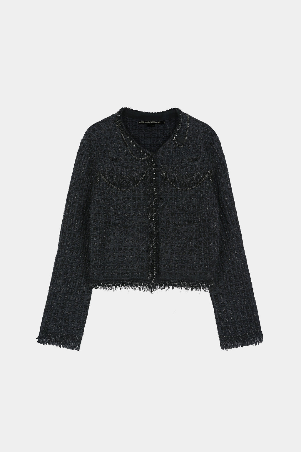 Andersson Bell - [Pre-Order – Ships August 3] Raw Chain-Edge Tweed Jacket (black) (Black) product image 10 | TRAB K-Fashion Australia