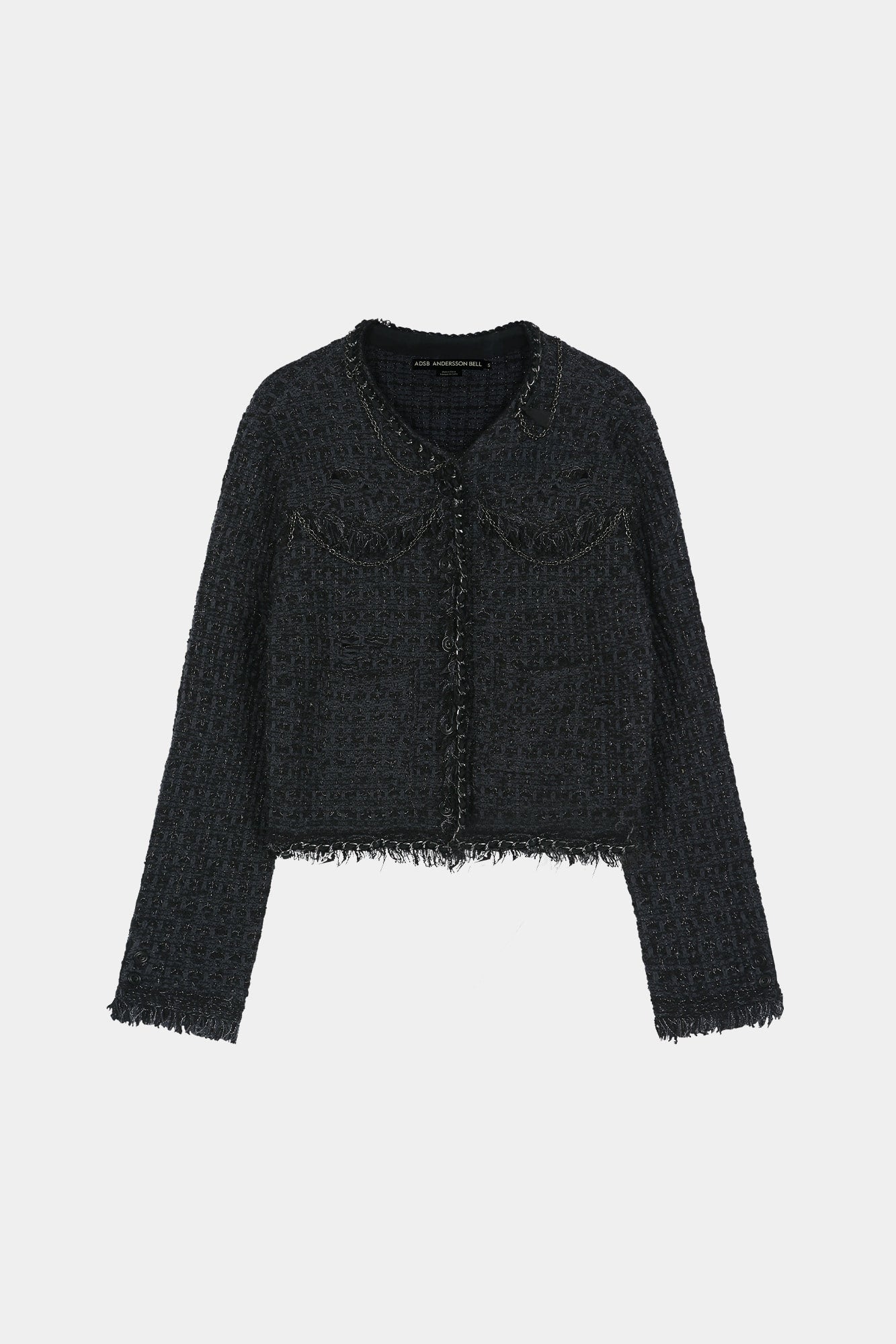 Andersson Bell - [Pre-Order – Ships August 3] Raw Chain-Edge Tweed Jacket (black) (Black) product image 10 | TRAB K-Fashion Australia
