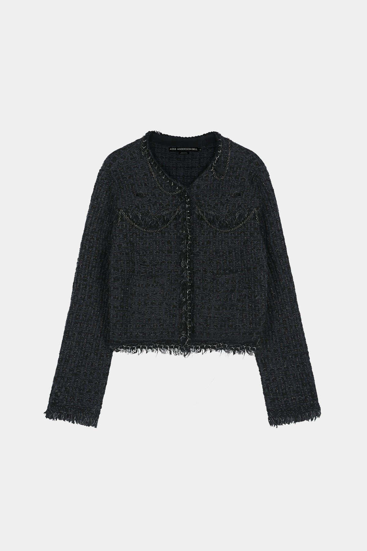 Andersson Bell - Raw Chain-Edge Tweed Jacket (Black) product image 10 | TRAB K-Fashion Australia