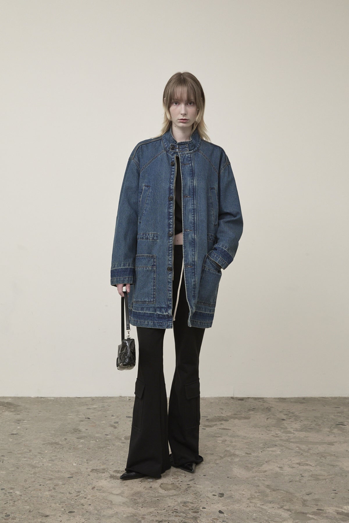 Matin Kim - Pocket Point Midi Denim Jumper (Blue) product image 9 | TRAB K-Fashion Australia