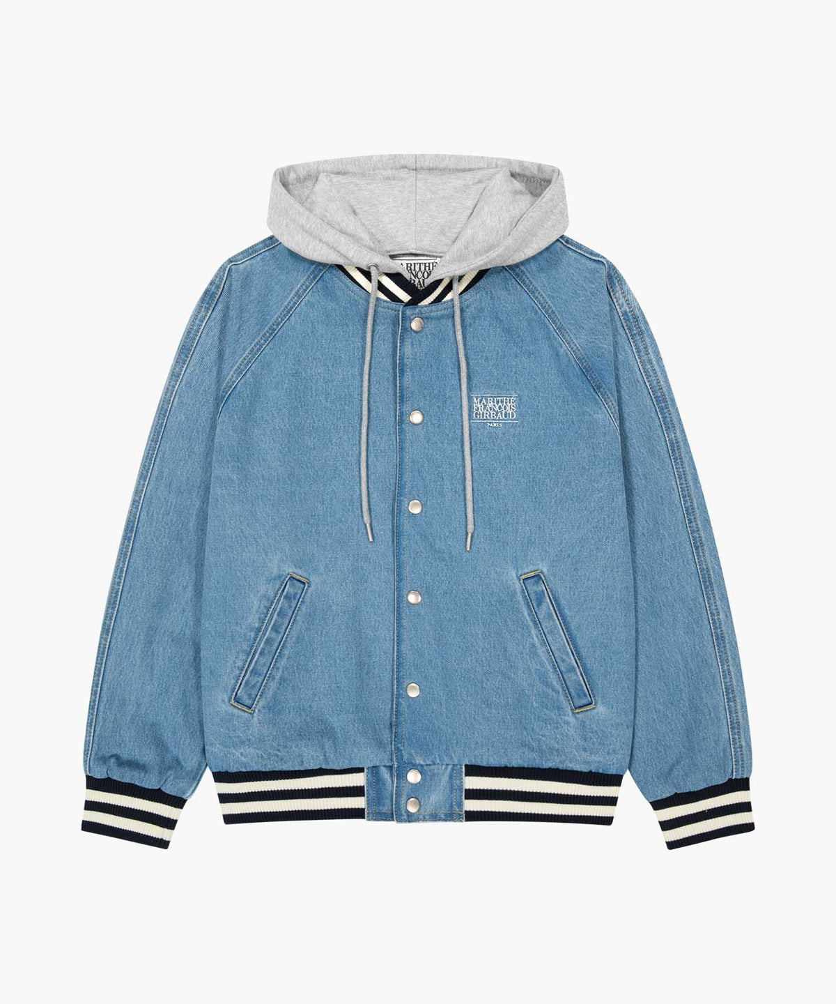 Marithe & Francois Girbaud - Classic Logo Raglan Denim Varsity Jacket (Light Blue) product image 6 | TRAB K-Fashion Australia