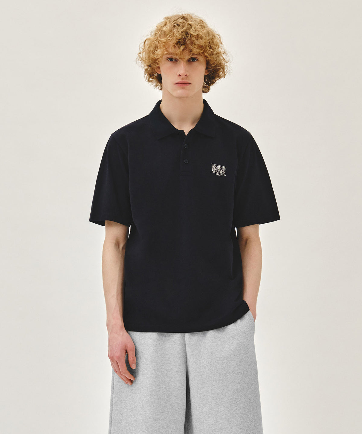 Marithe & Francois Girbaud - Small Classic Logo Pk Collar Tee (Navy) product image 1 | TRAB K-Fashion Australia