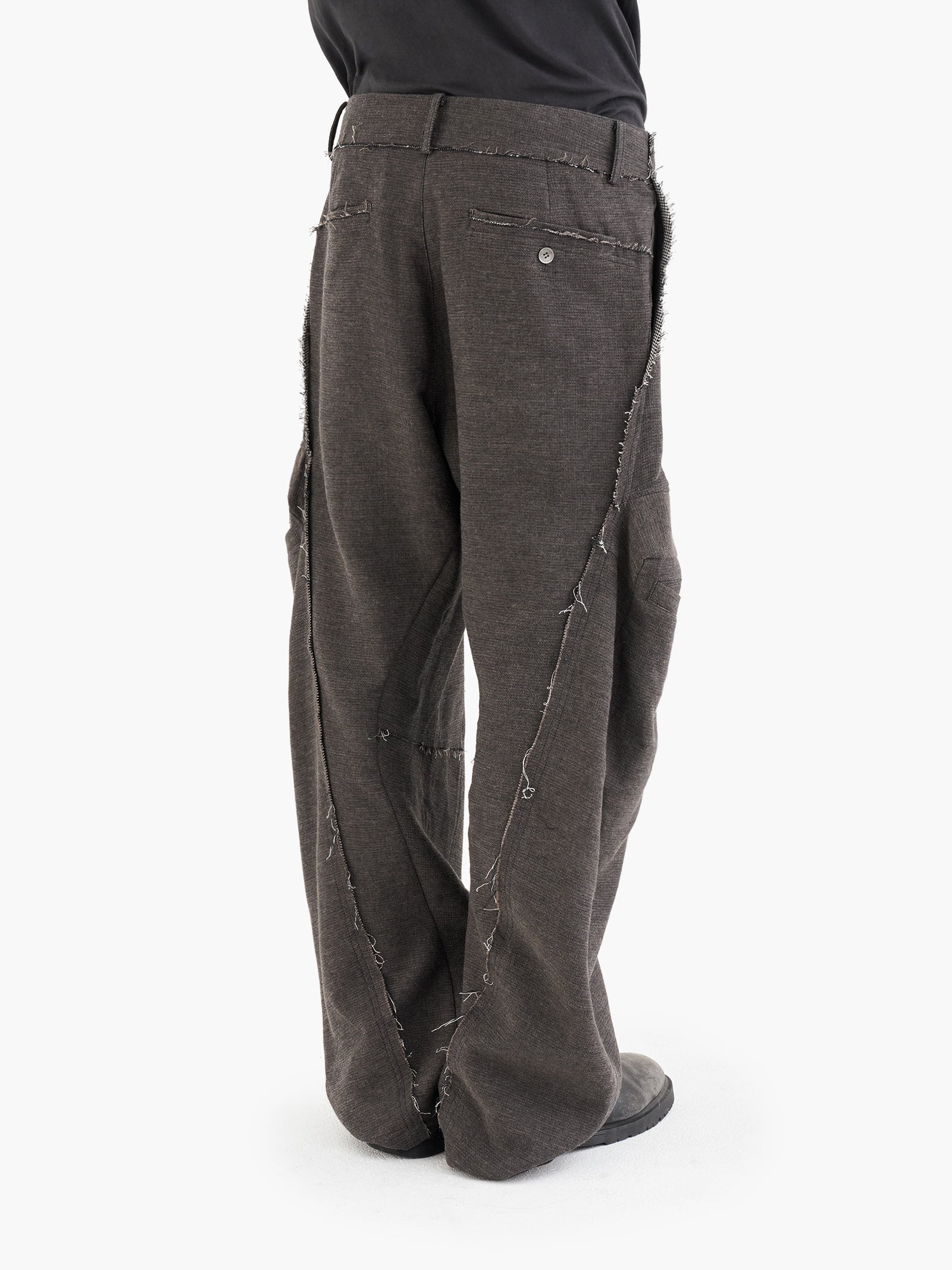 Jiyong Kim - Raw Edged 3D Pocket Trousers (Brown) product image 8 | TRAB K-Fashion Australia