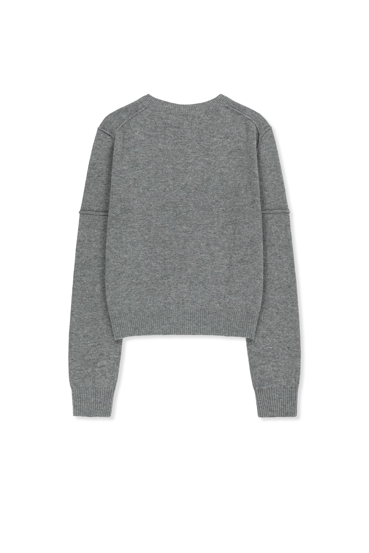 Matin Kim - Cashmere Blended Cutline Round Cardigan (Grey) product image 3 | TRAB K-Fashion Australia