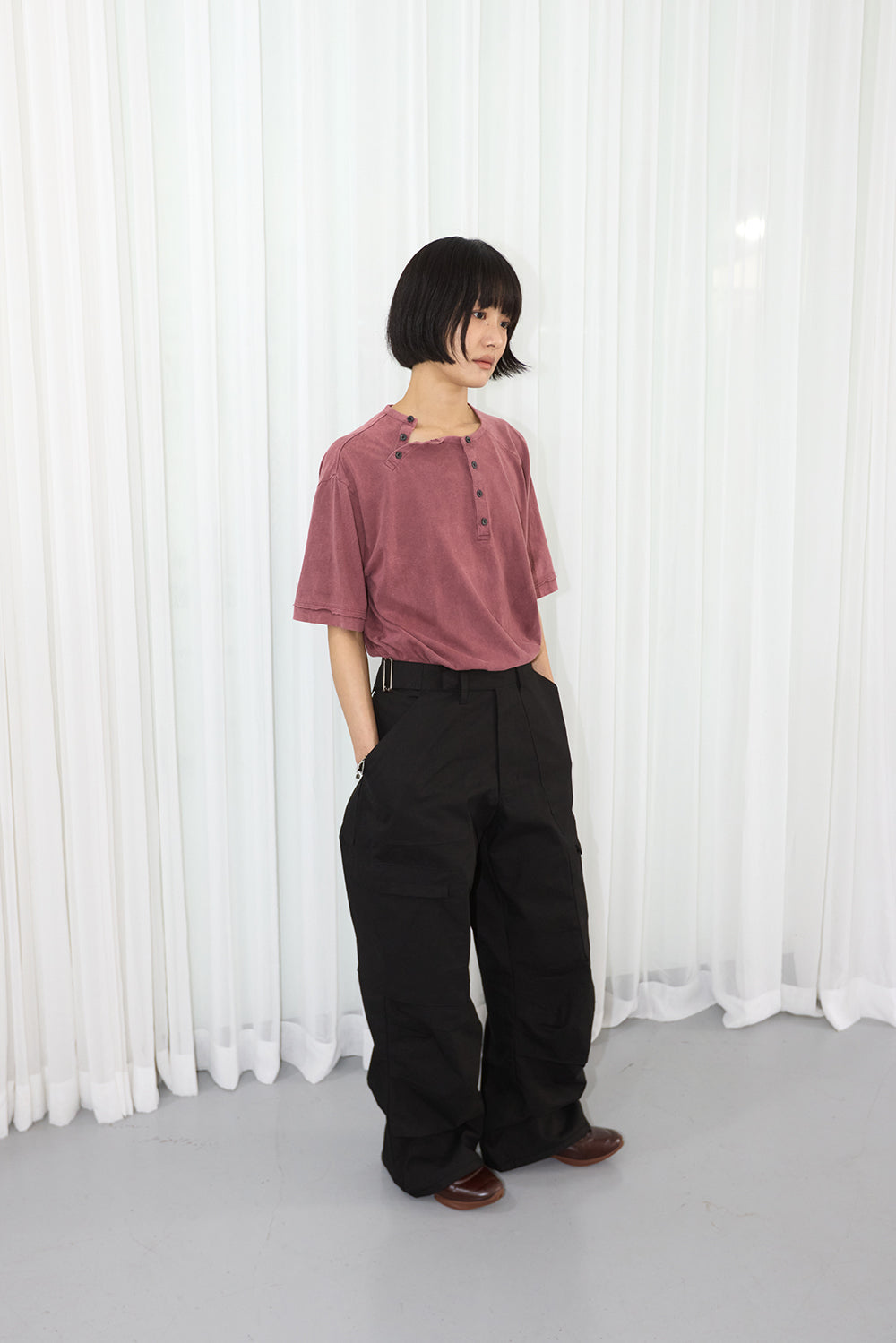 Hatchingroom - Double Henley Neck Tee 1/2 Dusty (Pink) product image 7 | TRAB K-Fashion Australia