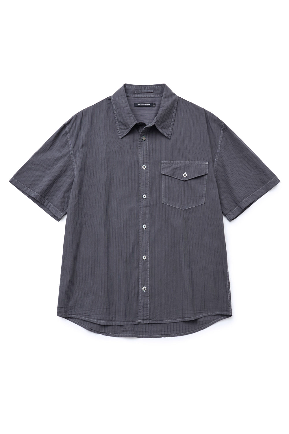 Hatchingroom - Crop Shirt Over Dyed Stripe (Blue Charcoal) product image 2 | TRAB K-Fashion Australia