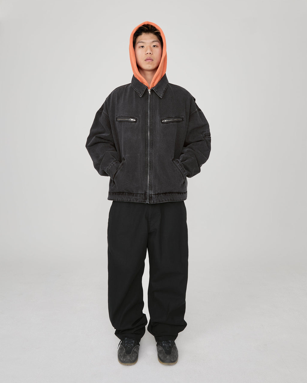 yeseyesee - Loose Fit Zip Up Denim Jacket (Black) product image 7 | TRAB K-Fashion Australia