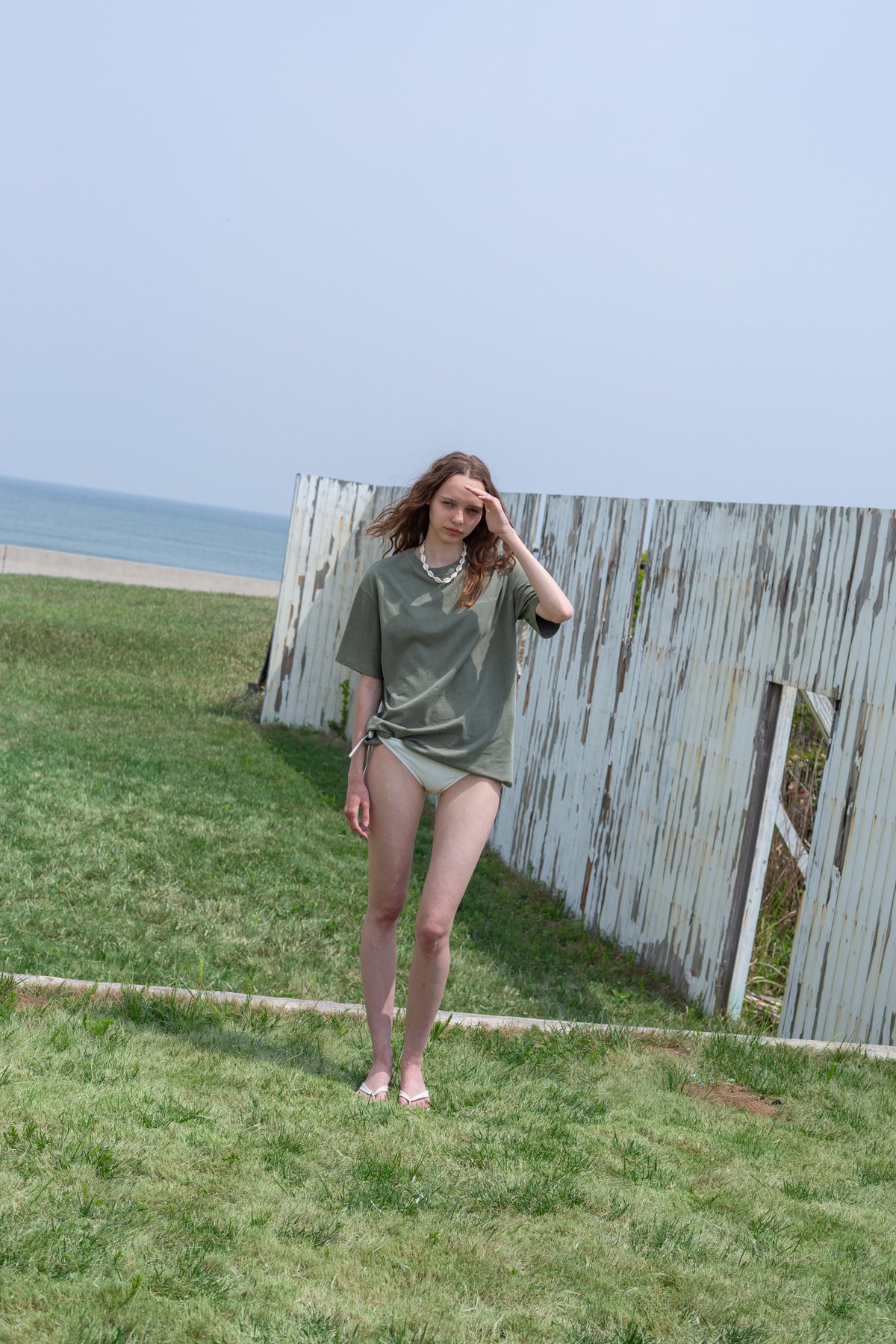 Matin Kim - Vintage Washed Logo Top (Khaki) product image 5 | TRAB K-Fashion Australia