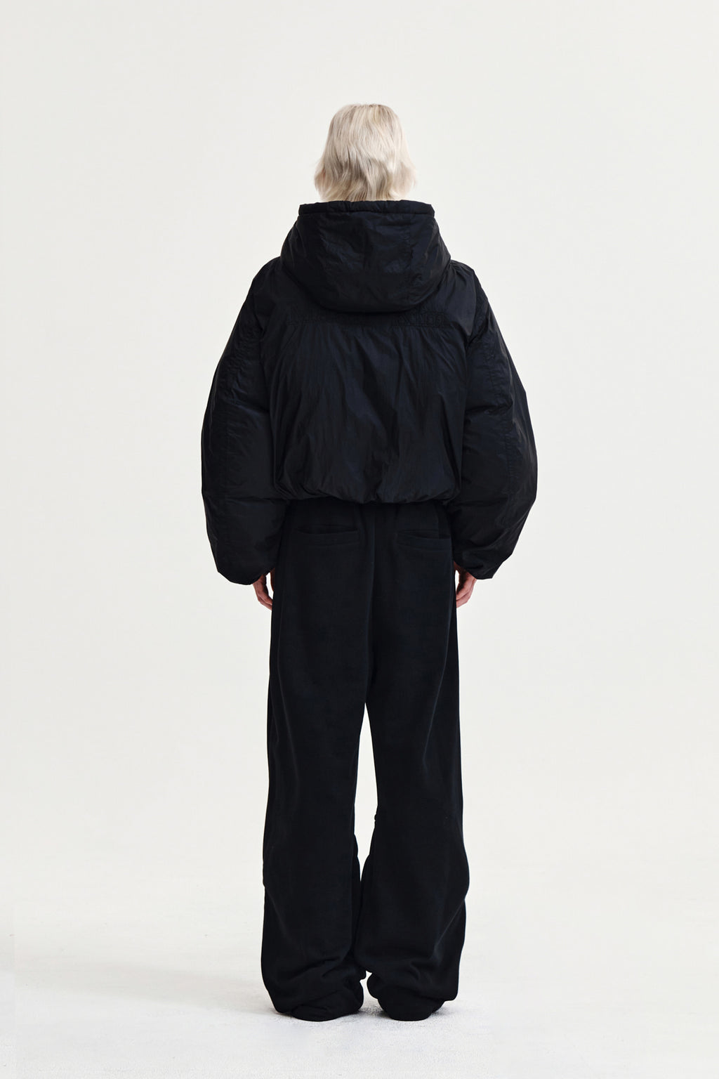 Matin Kim - Back Logo Hoody Short Down Jumper (Black) product image 7 | TRAB K-Fashion Australia