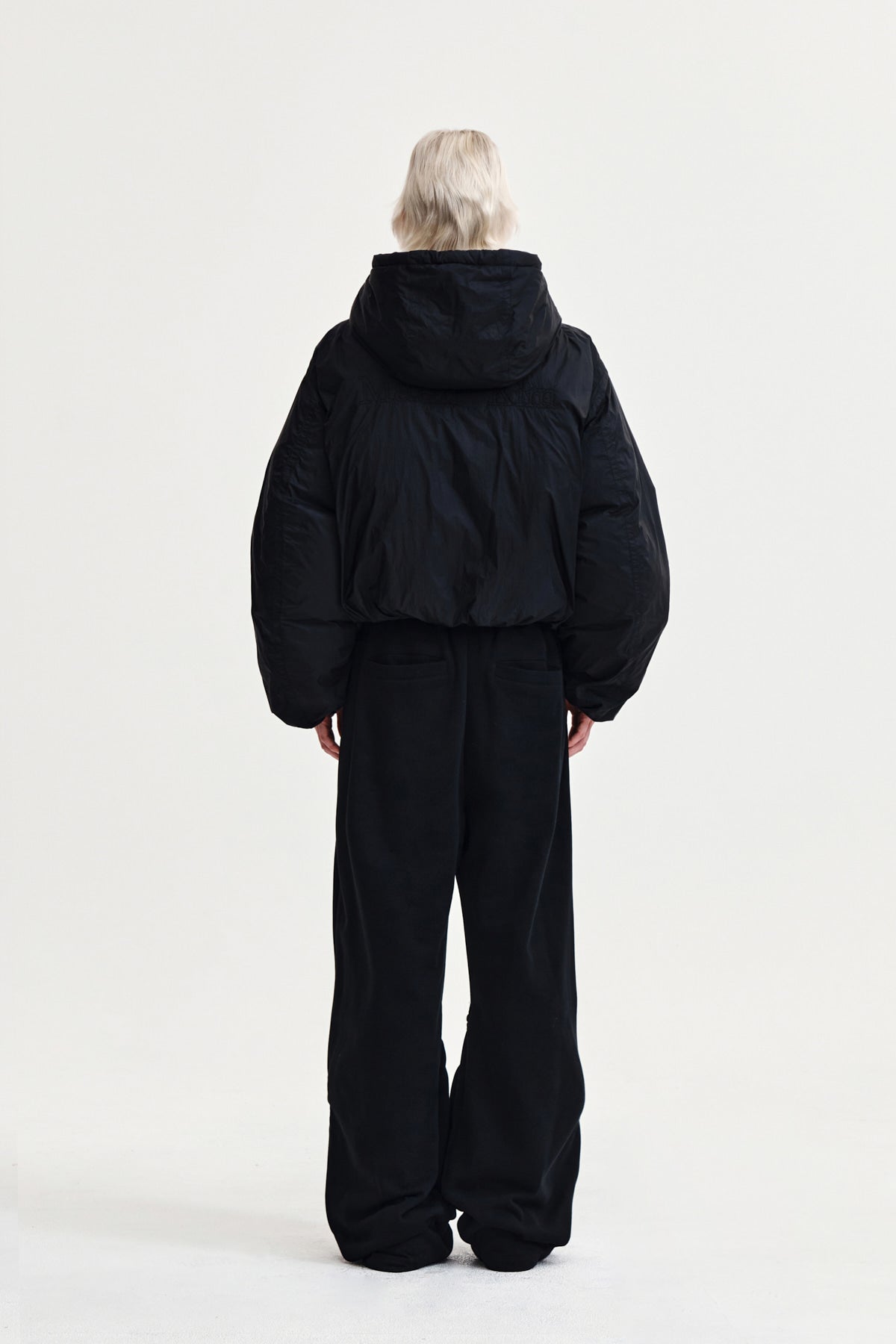 Matin Kim - Back Logo Hoody Short Down Jumper (Black) product image 7 | TRAB K-Fashion Australia