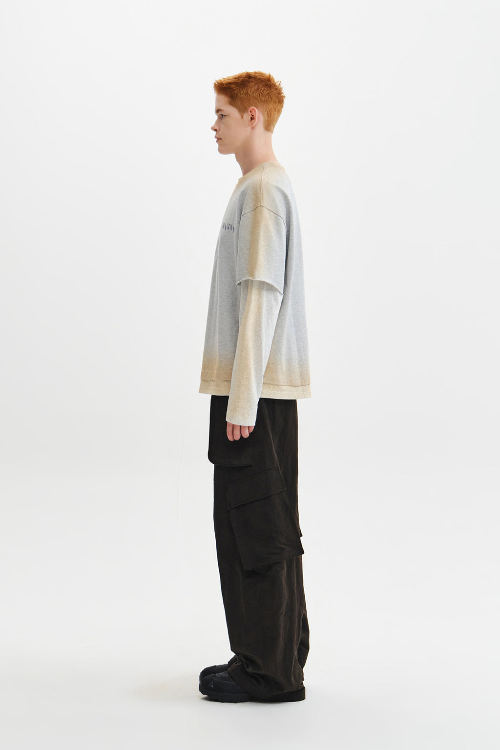 Matin Kim - Dust Washed Logo Layered Top (Grey) product image 9 | TRAB K-Fashion Australia