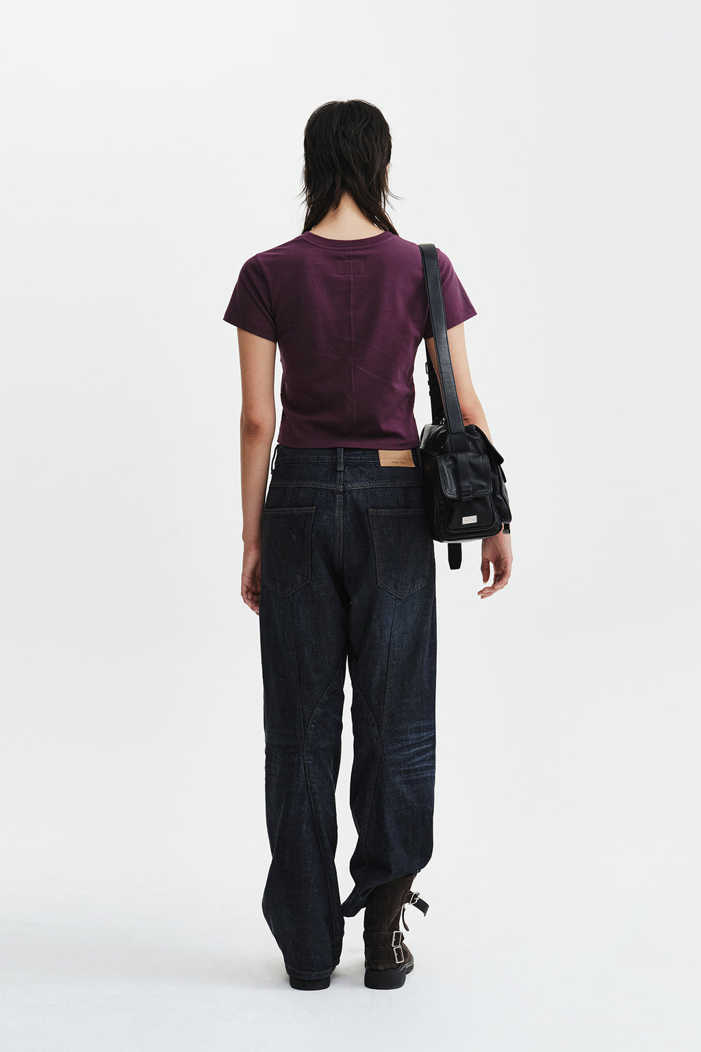 Matin Kim - Diagonal Cut Logo Crop Top (Purple) product image 8 | TRAB K-Fashion Australia