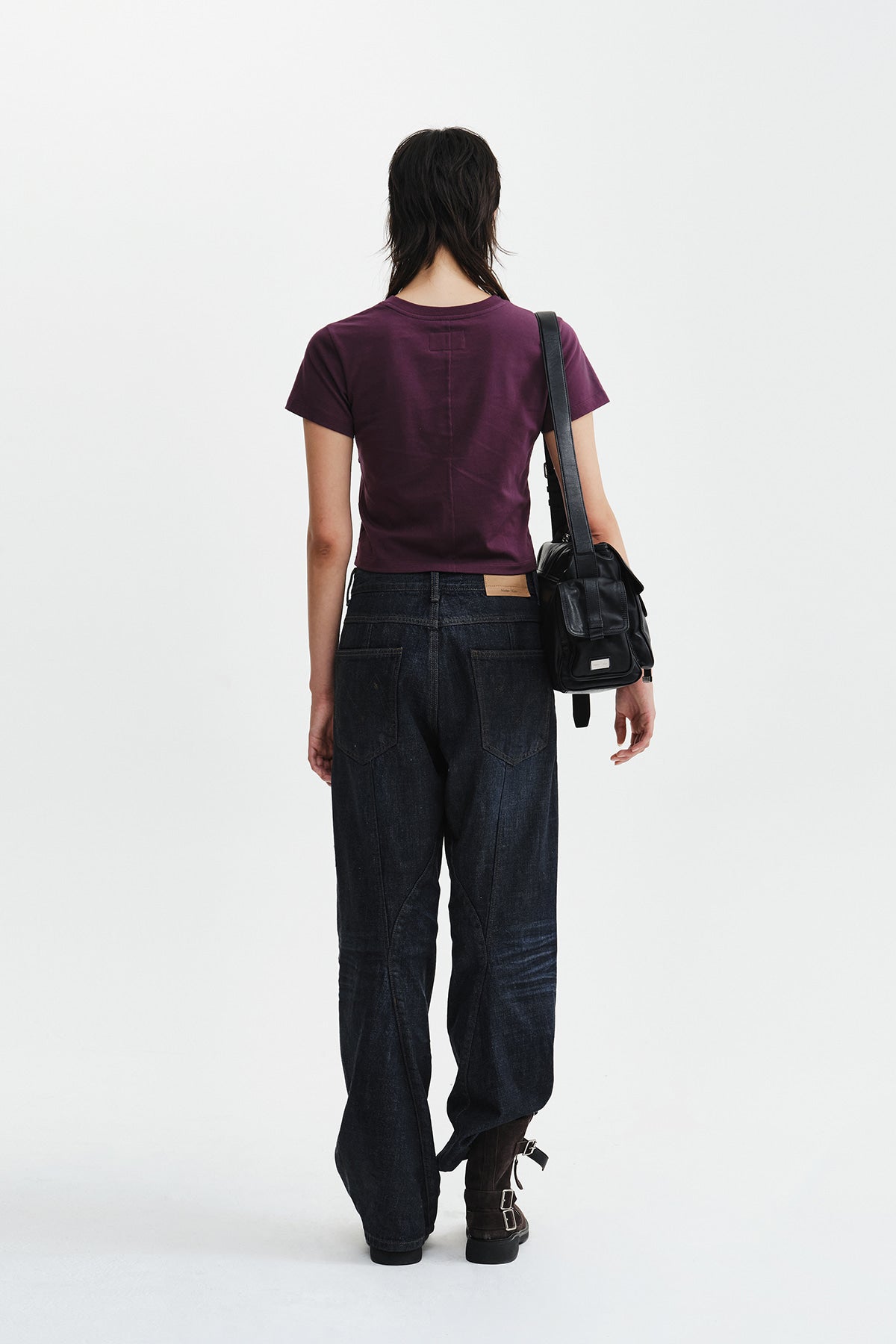 Matin Kim - Diagonal Cut Logo Crop Top (Purple) product image 8 | TRAB K-Fashion Australia