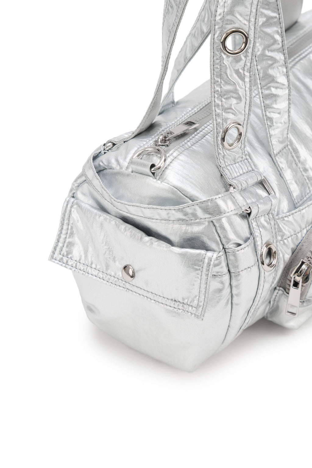 Deinet - Eyelet Glossy Mini Duffle Bag (Silver) product image 11 | TRAB K-Fashion Australia