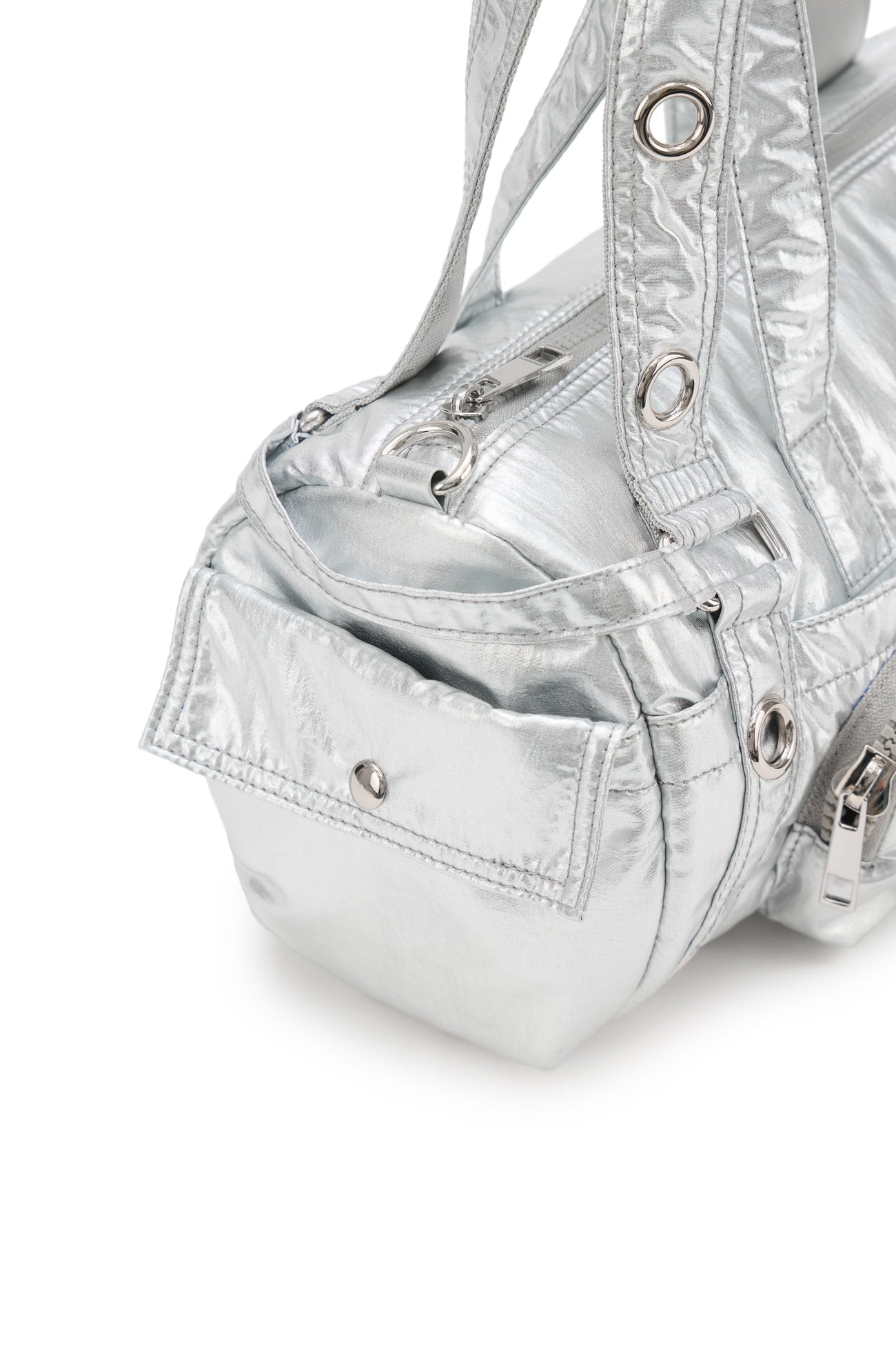 Deinet - Eyelet Glossy Mini Duffle Bag (Silver) product image 11 | TRAB K-Fashion Australia