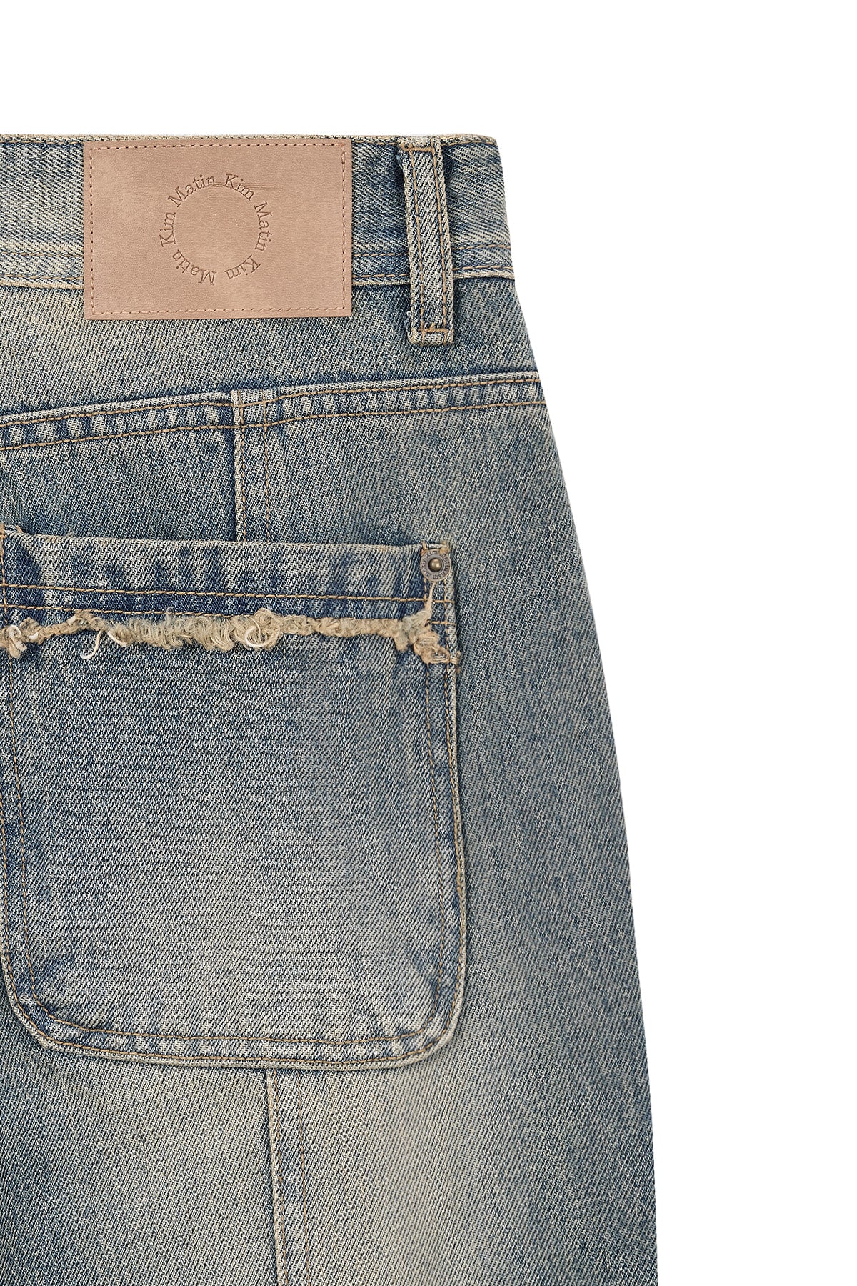 Matin Kim - Semi Boots Cut Washed Denim Pants (Blue) product image 3 | TRAB K-Fashion Australia