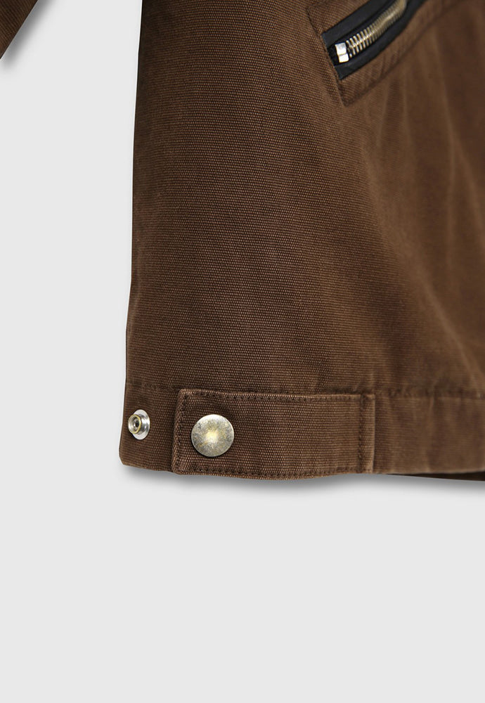 Tonywack - Leather Collar Garment-Washed Zip Work Jacket (Brown) product image 17 | TRAB K-Fashion Australia
