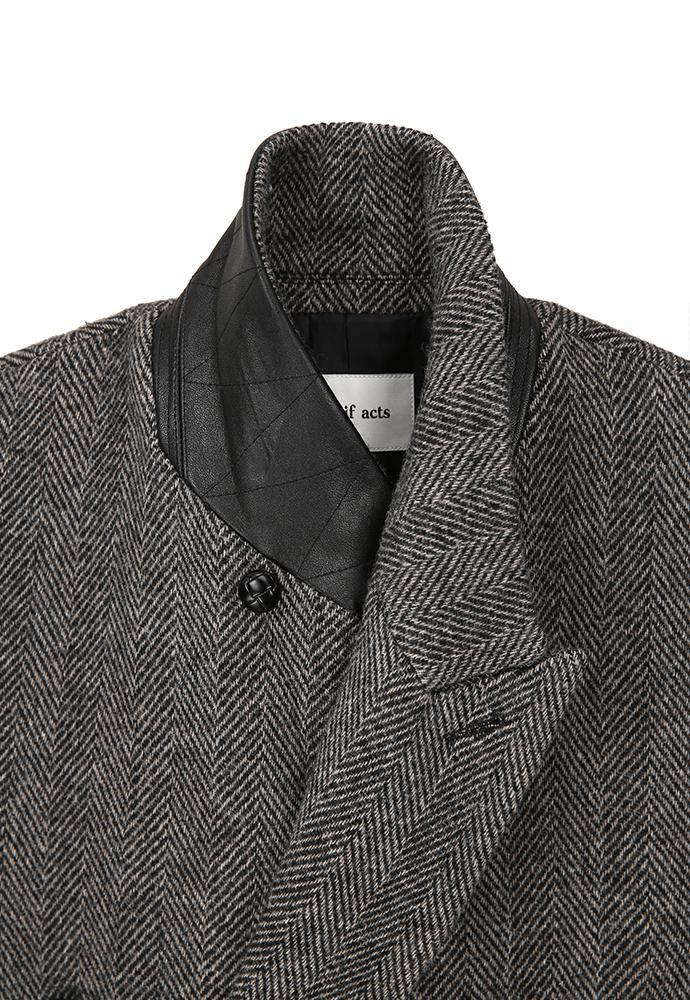 Art if acts - Leather Collar Double-Breasted Coat (Taupe) product image 11 | TRAB K-Fashion Australia