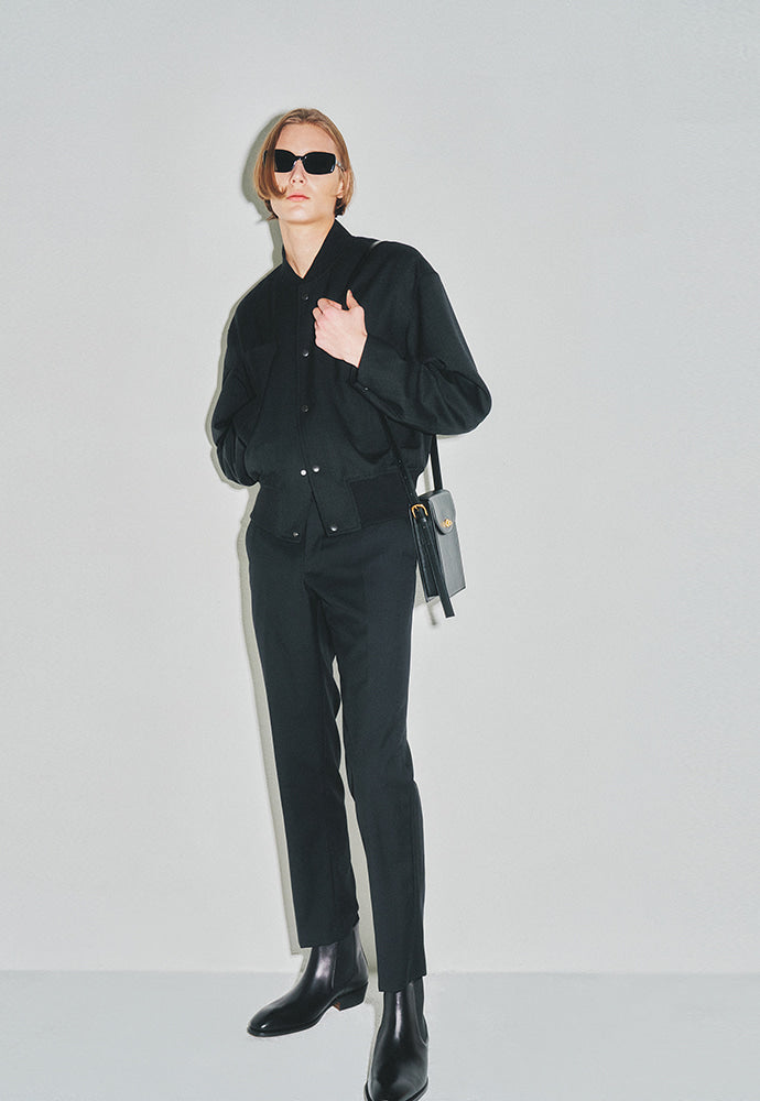 Tonywack - Hard Twist Wool Cropped Bomber Jacket (Dark Charcoal) product image 4 | TRAB K-Fashion Australia