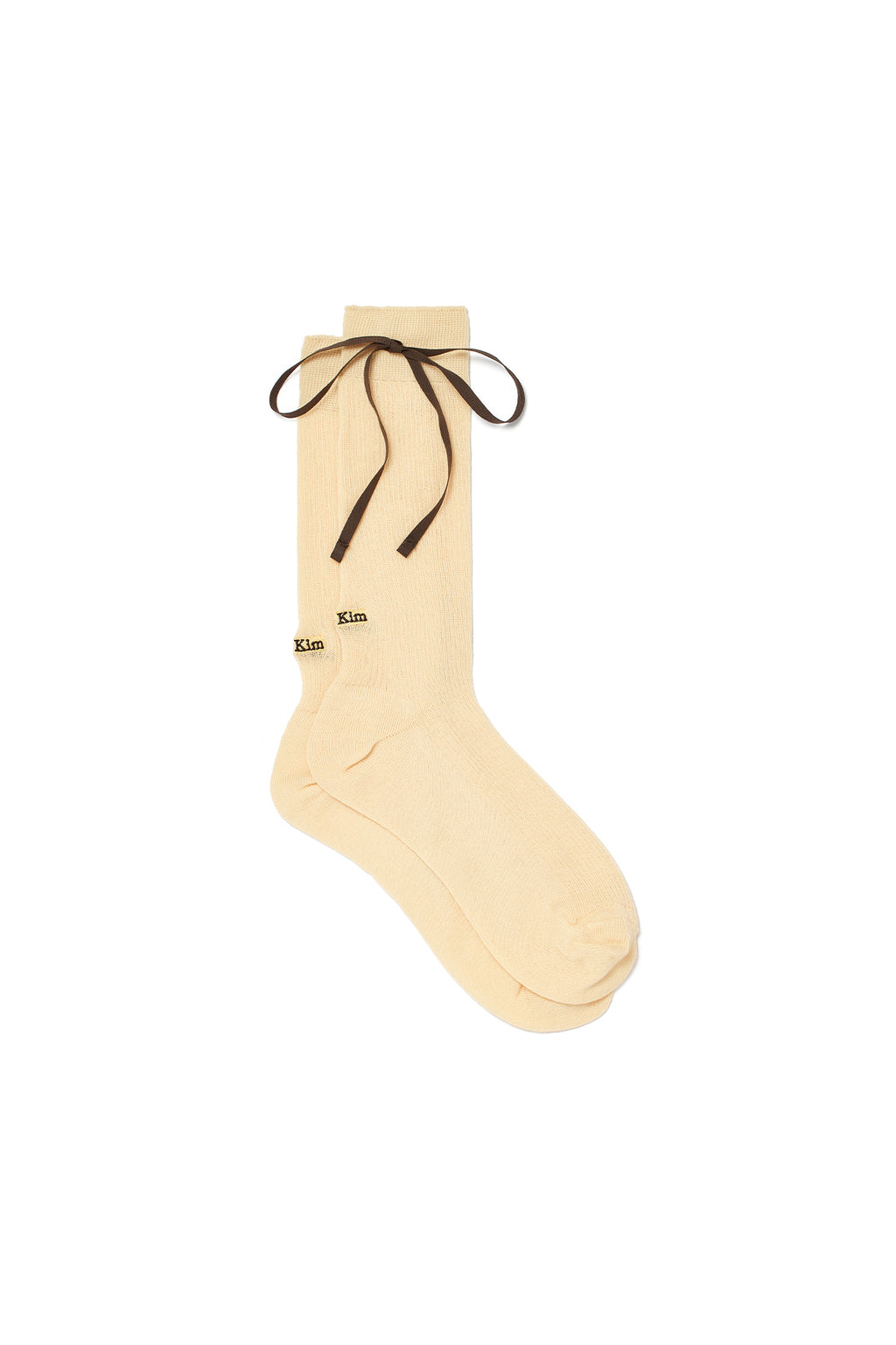 Matin Kim - Ribbon Point Crew Socks (Butter) product image 2 | TRAB K-Fashion Australia